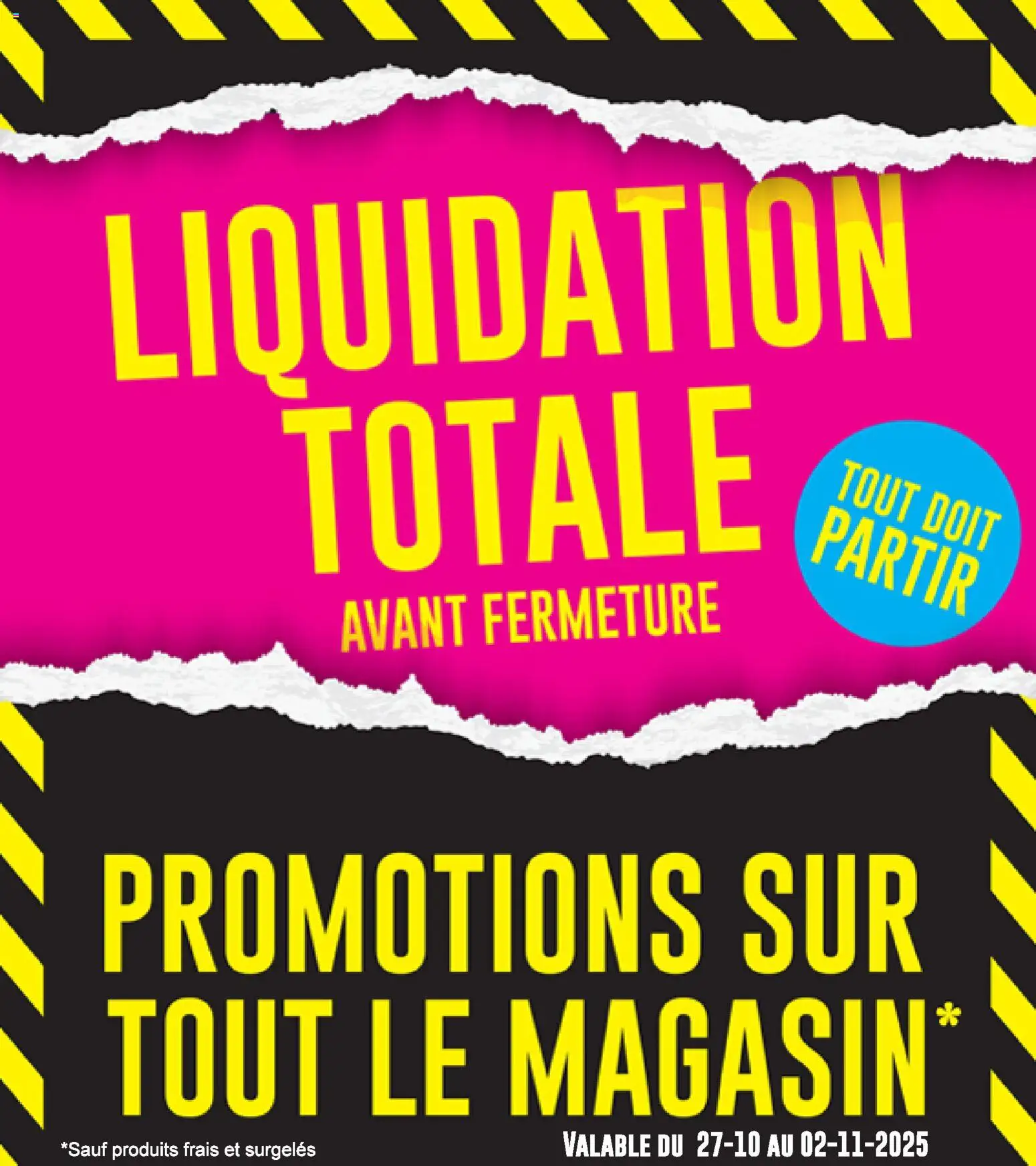Voorbeeld van Liquidation totale van winkel Cora geldig vanaf 27/10/2025