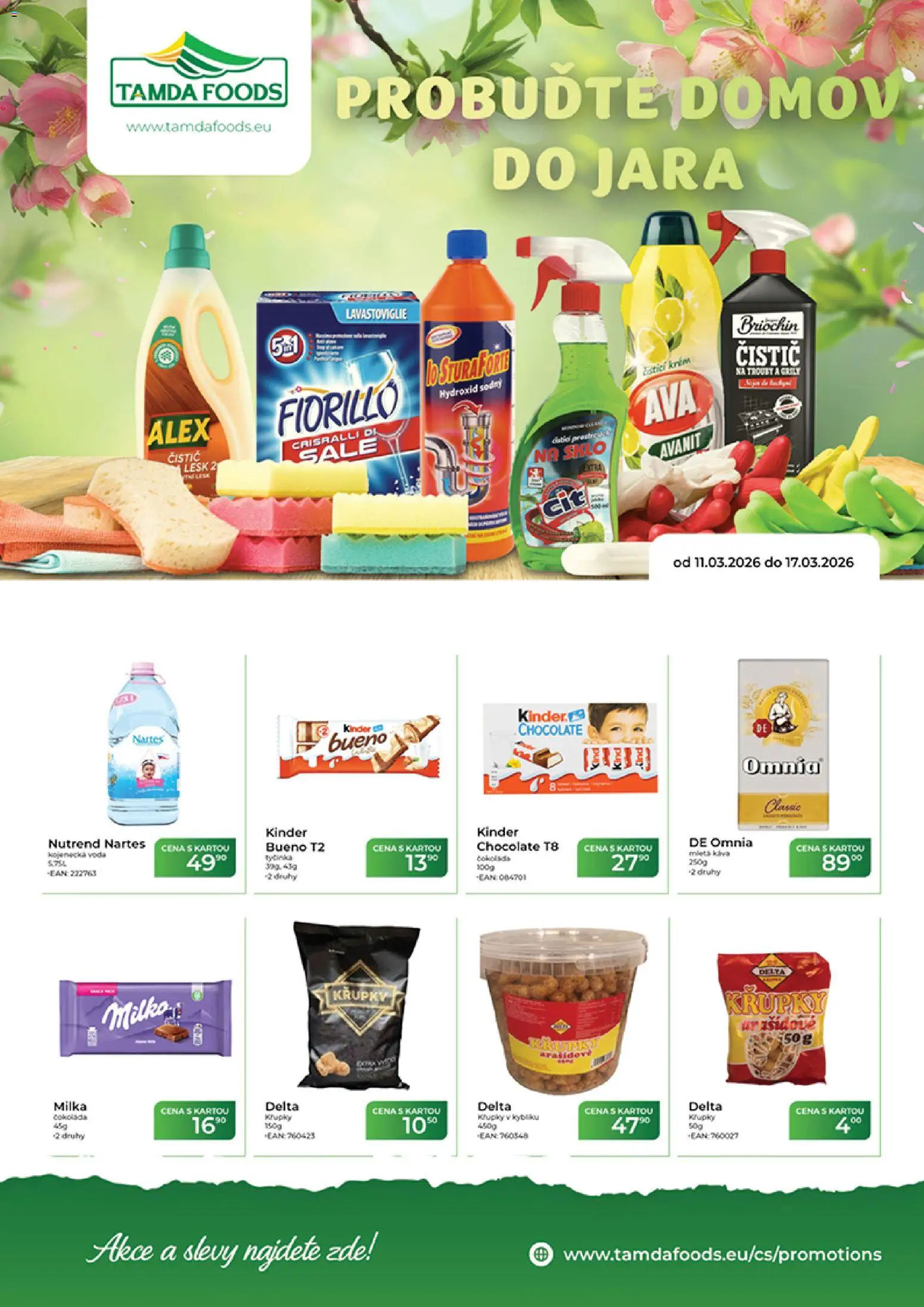 Náhled nabídky: Tamda Foods Tamda Foods leták platný od 11.03.2026 - Káva, Voda, Kinder, Hydroxid sodný, Krém, Kojenecká voda, Křupky, Mletá káva