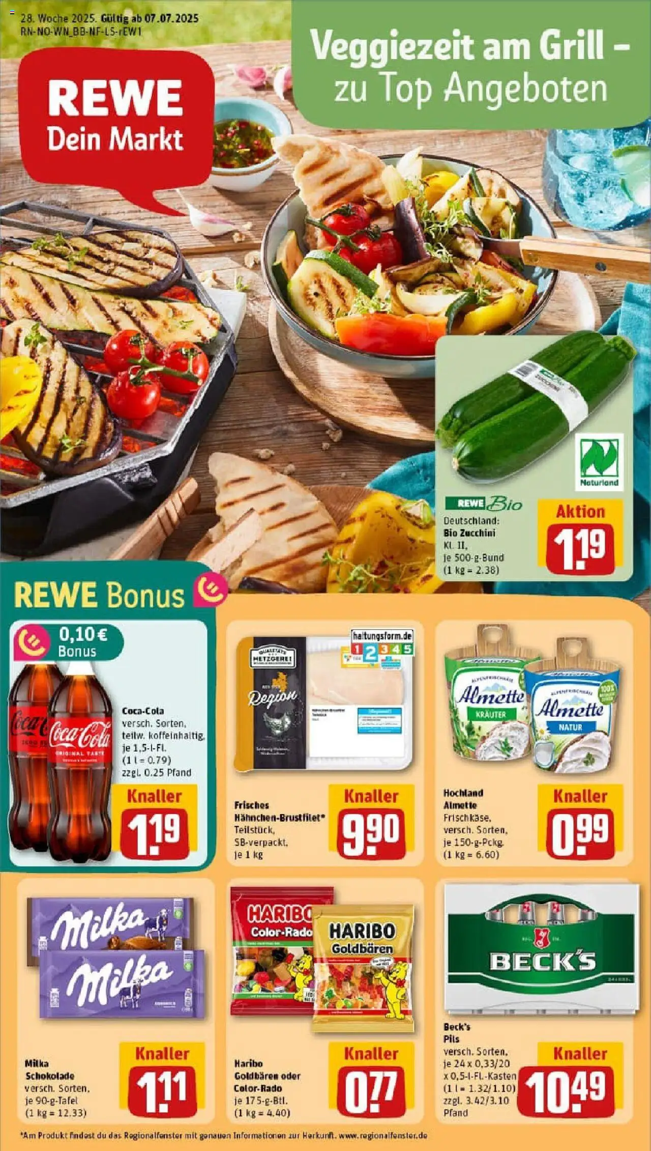 REWE Prospekt ab 06.07.2025 nächste Woche - Prospekt Bremen/Burglesum - Coca cola, Haribo, Grill, Cola, Milka schokolade, Milka, Pils, Almette