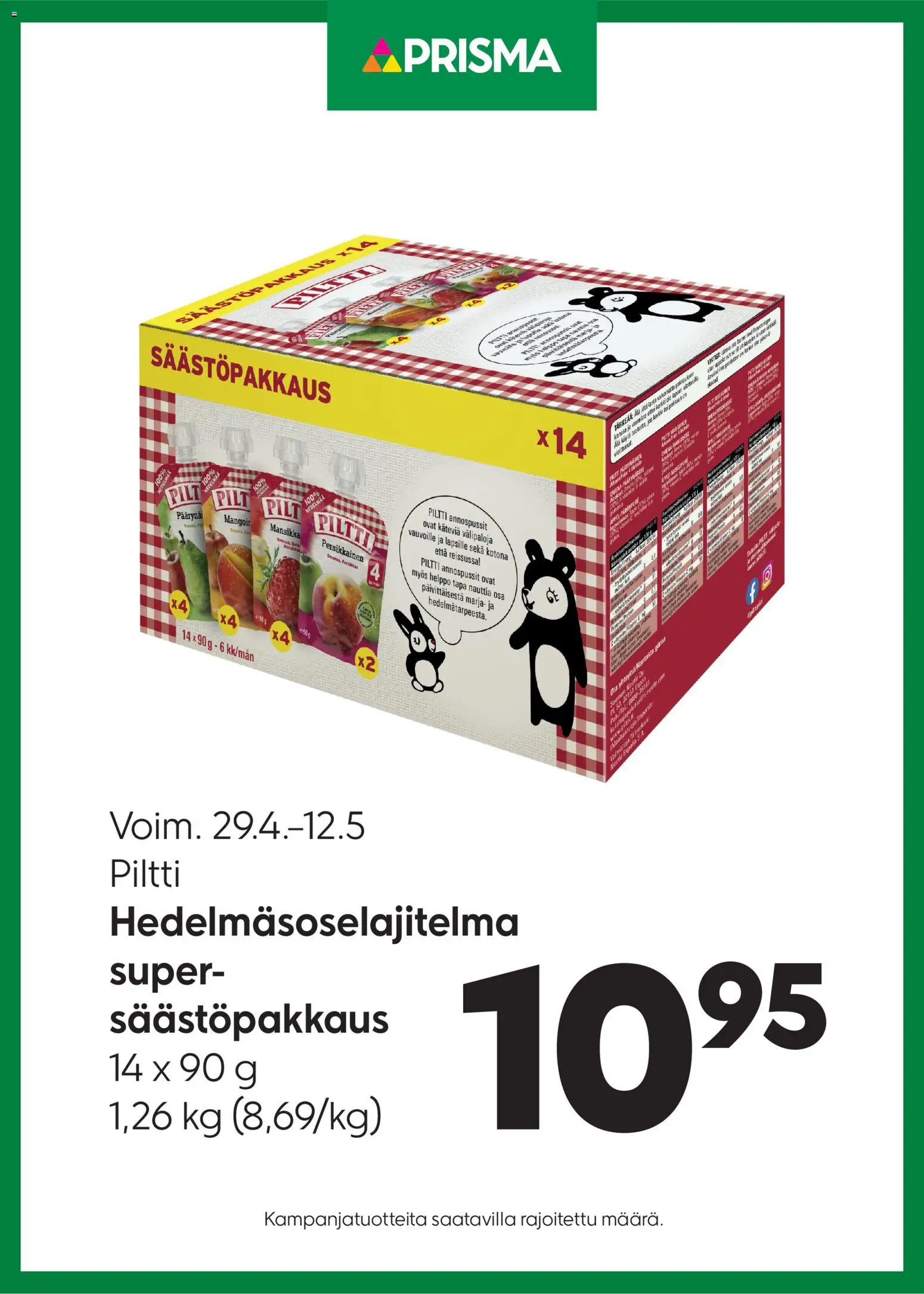 Kaupan Prisma Prisma tarjoukset Piltti esikatselu, voimassa 29/04/2026