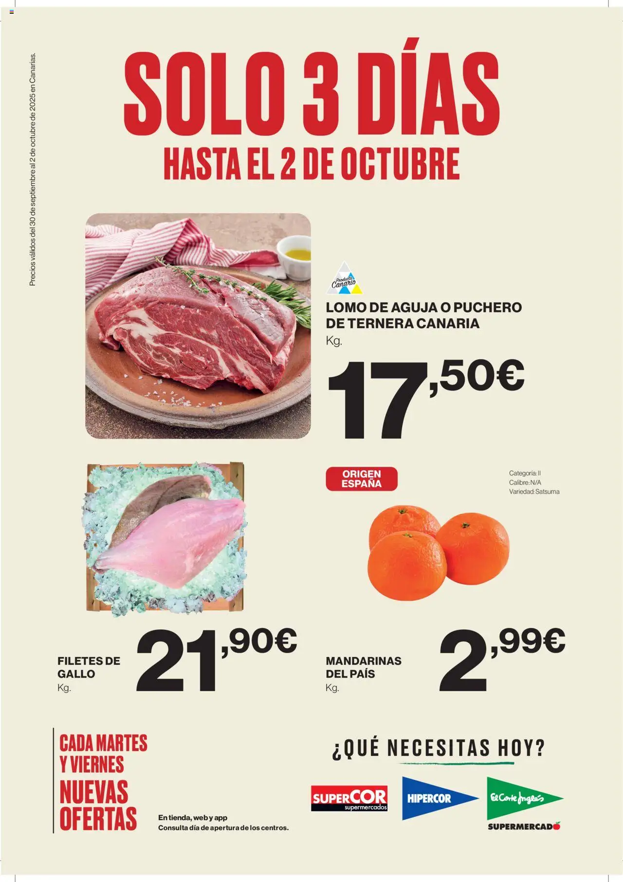 Supercor Canarias > 30/09 - 02/10/2025 > Ofertas - Lomo, Mandarinas