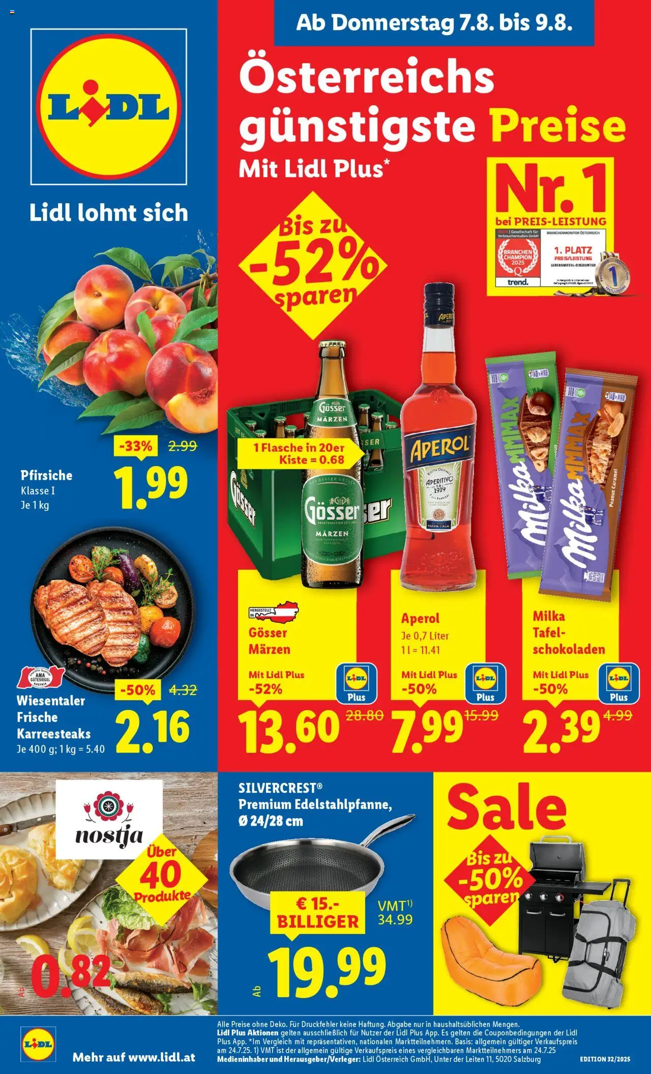  LIDL Flugblatt ab 07.08.2025 - Angebote "Eisenstadt, Ebenfurth, Mattersburg" - Seite 1 - Aperol