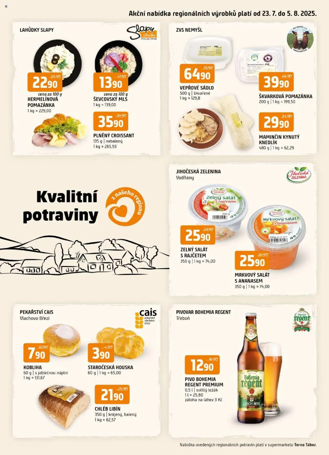  Terno Leták - Tábor (23.07.2025 - 05.08.2025) - Pivo, Zelenina, Knedlík, Chléb, Pomazánka, Sádlo, Láhev, Vepřové sádlo