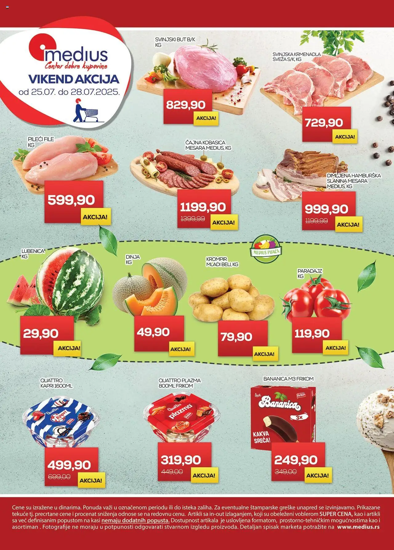 Medius katalog važi od 25.07.2025 - stranica 1 - Slanina, Svinjski but, Kobasica, Krmenadla, Pileći file, Svinjska krmenadla, Hamburska slanina, Plazma