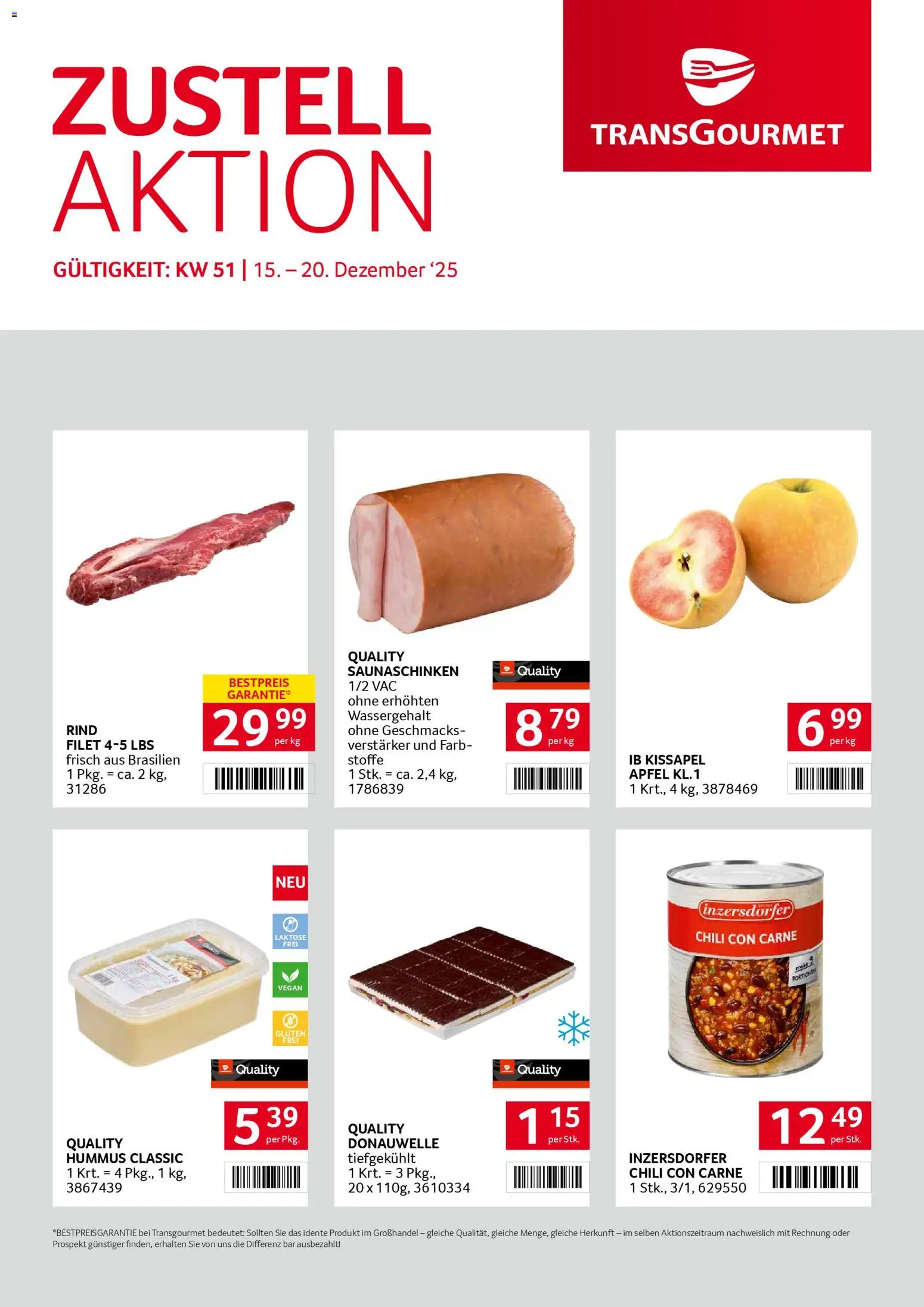 Vorschau der Angebote: Transgourmet Zustellaktion gültig ab 15.12.2025