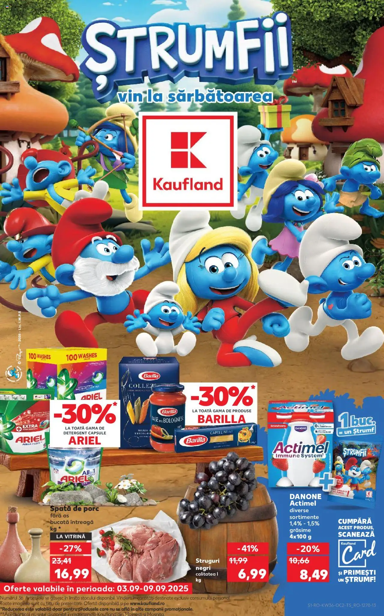 Kaufland RO aktuális szórólap, érvényes 2025.09.03.-től - 1 oldal - Ariel, Actimel, Danone, Barilla