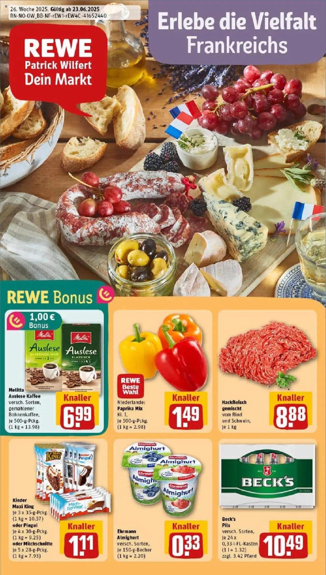 REWE Prospekt ab 22.06.2025 nächste Woche - Prospekt Schieder / Schwalenberg - Kaffee, Hackfleisch, Paprika, Melitta, Pils, Ehrmann almighurt