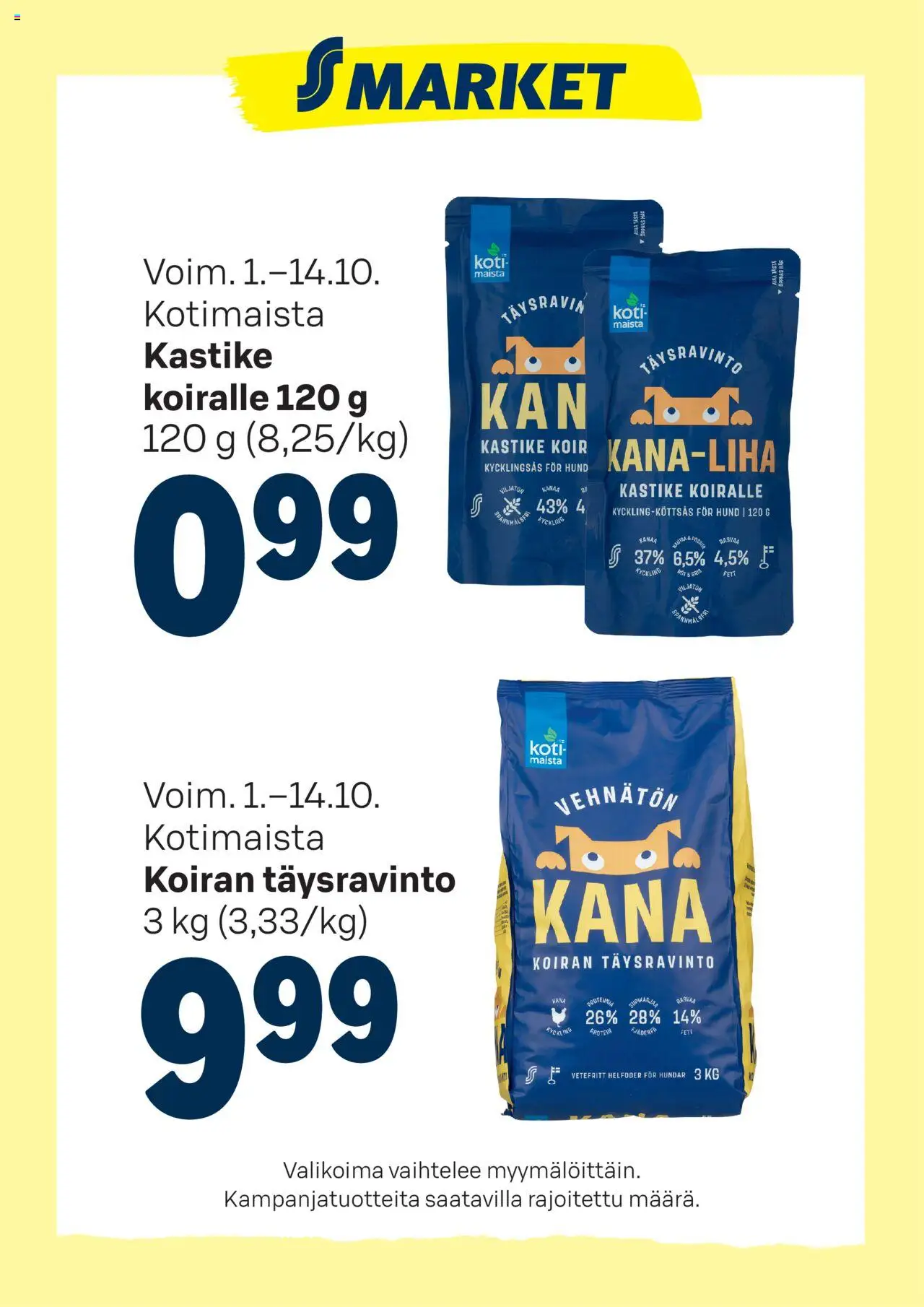 S-market-kaupan Tarjoukset Kotimaista koiranruoka voimassa 01/10/2025 - Sivulla 1