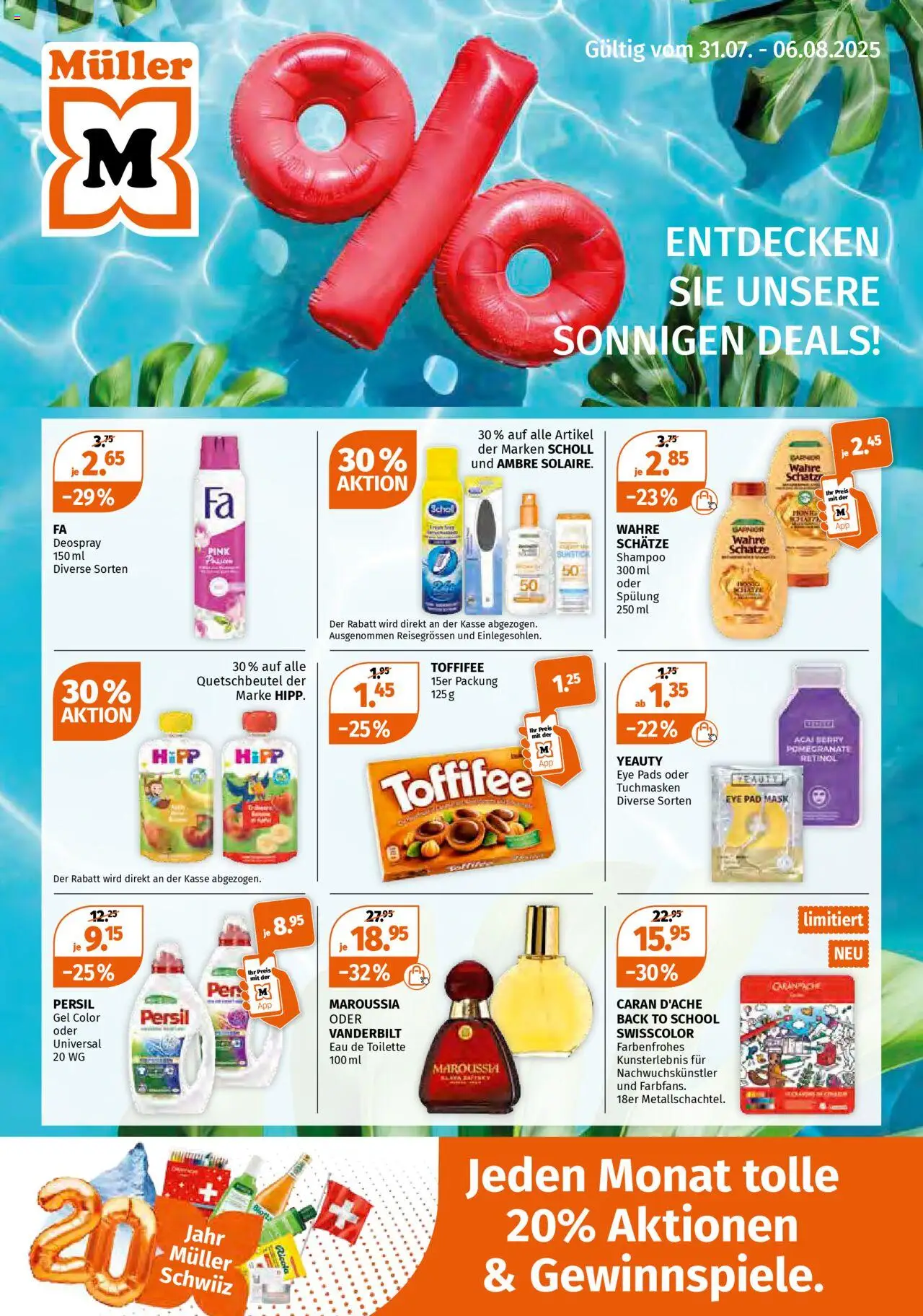 Müller Aktionen ab 31.07.2025 - Seitennummer 1 - Toilette, Shampoo, Deodorant, Eau de toilette, Spülung, Deospray