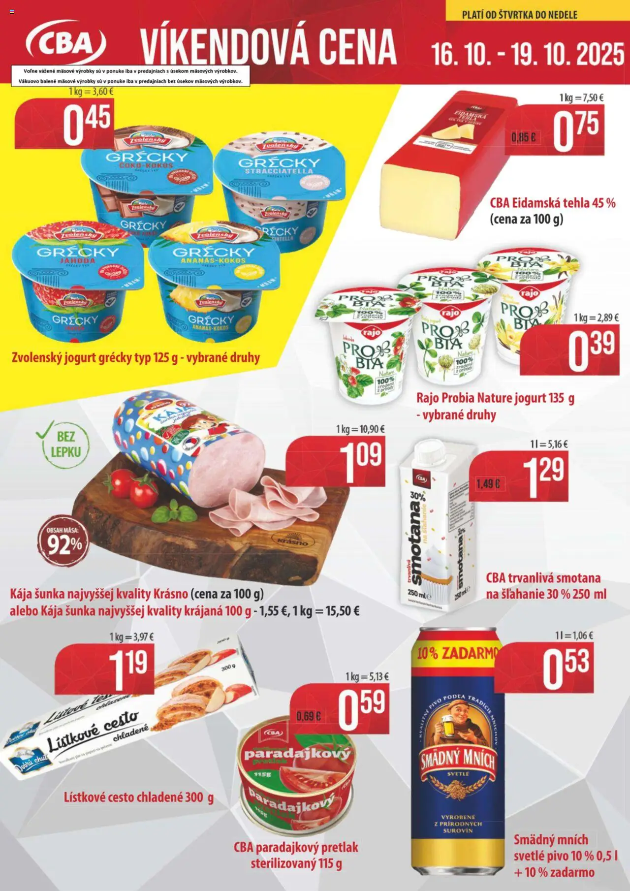 Nitrazdroj Víkendové ceny CBA (16.10. - 19.10.2025) - Akčná ponuka