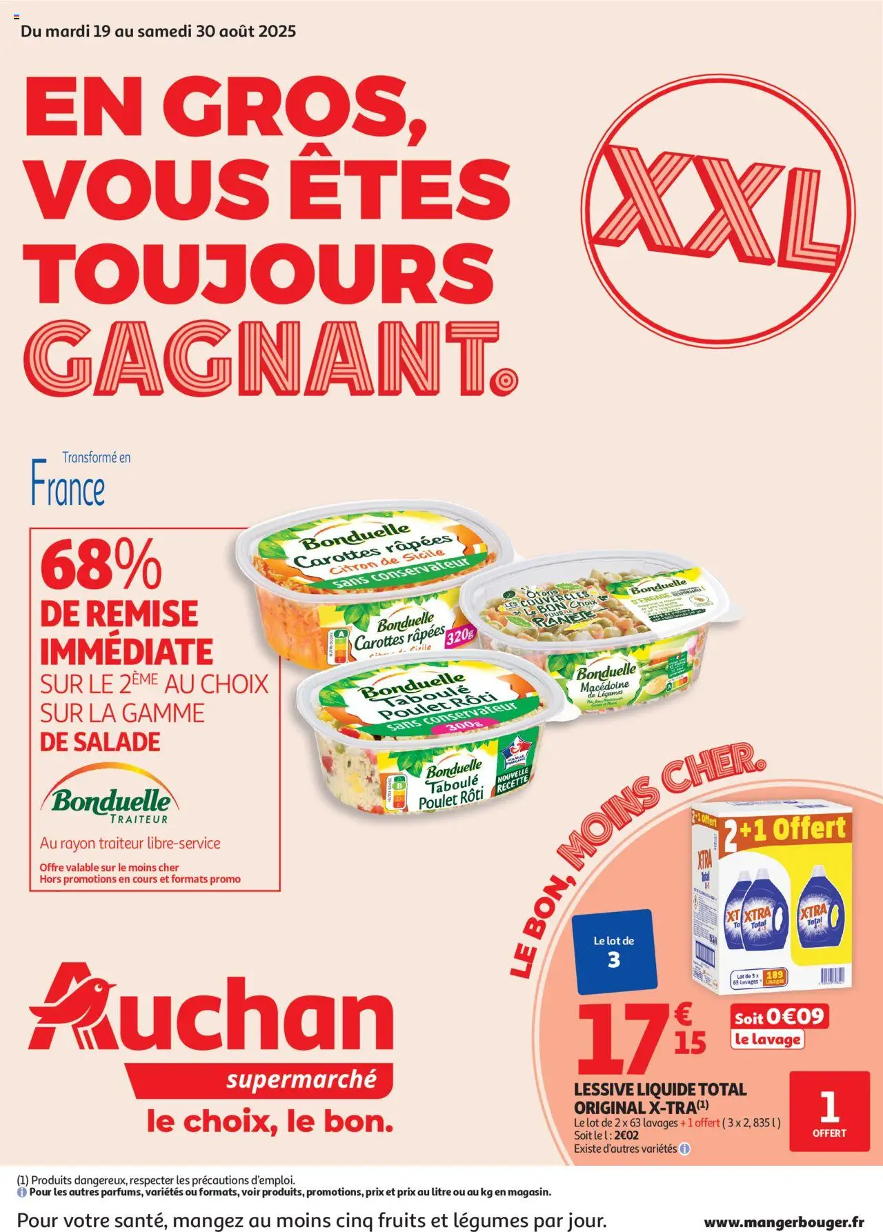Auchan shop XXL : En gros, vous êtes toujours gagnant dans votre super geldig vanaf 19/08/2025 - Paginanummer 1