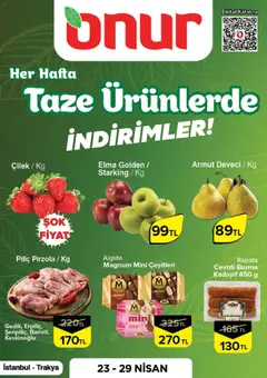 Onur Market Onur Market - Taze Ürünlerde İndirimler - İstanbul & Trakya 23.04.2026 - Broşürünün önizlemesi