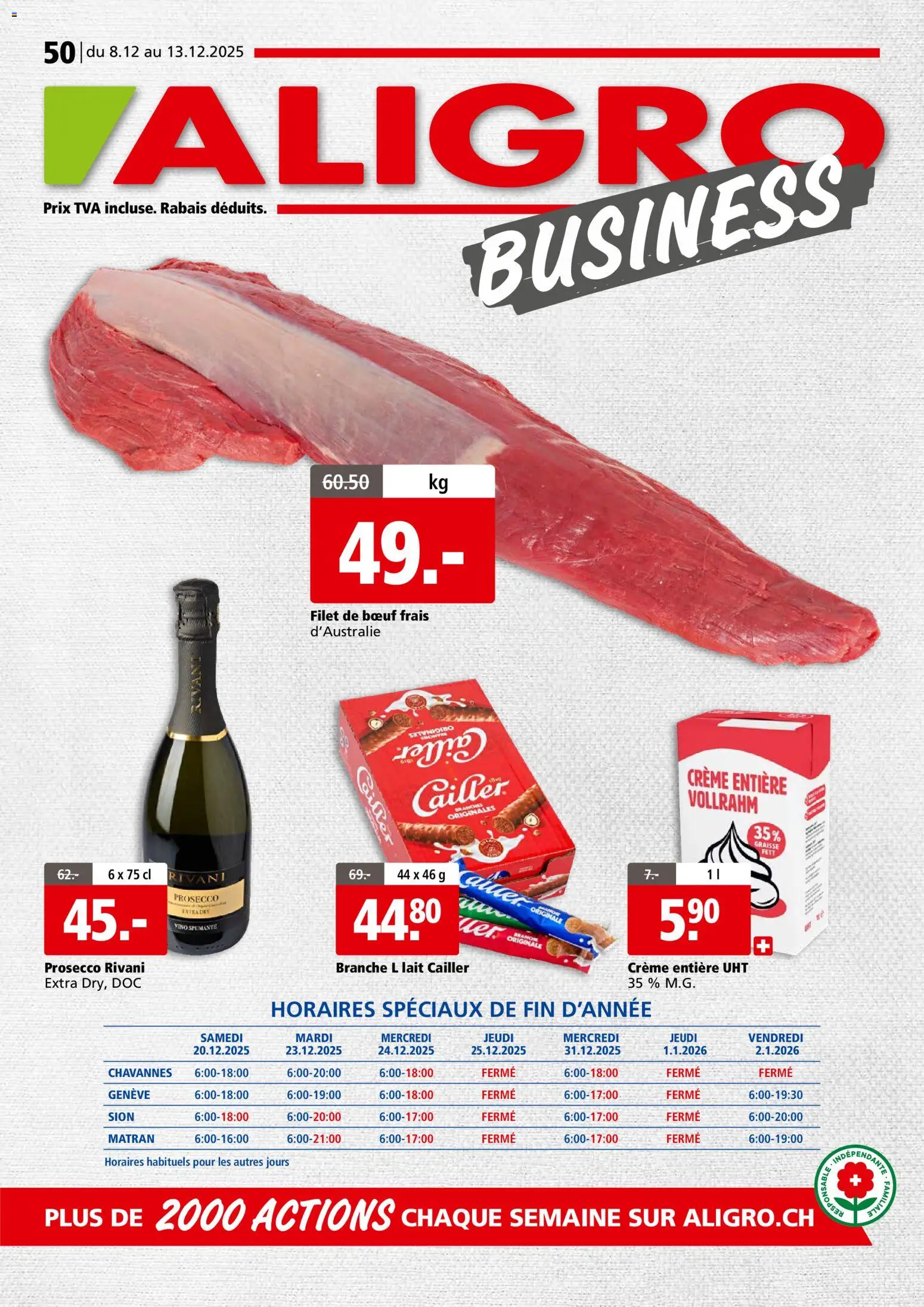 Vorschau des Merkblatts Aktionen Business Chavannes, Matran, Genève, Sion vom Shop Aligro gültig von 08.12.2025 bis 13.12.2025 - Prosecco, Creme