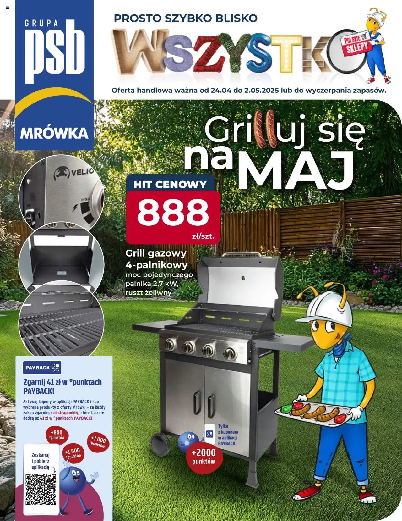 MRÓWKA Gazetka 24.04.2025 - 02.05.2025 - Gazetka promocyjna - Numer strony 1 - Grill, Grill gazowy, Ruszt
