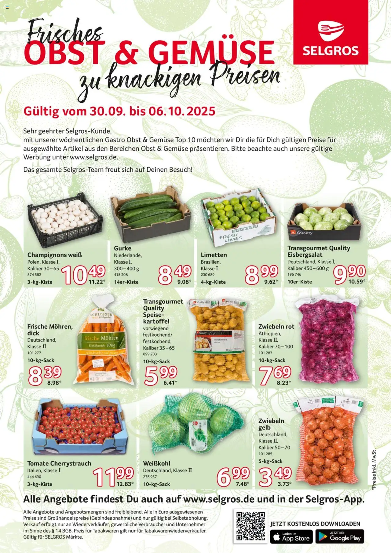 Selgros Obst & Gemüse (vom 30.09.2025 - 06.10.2025)