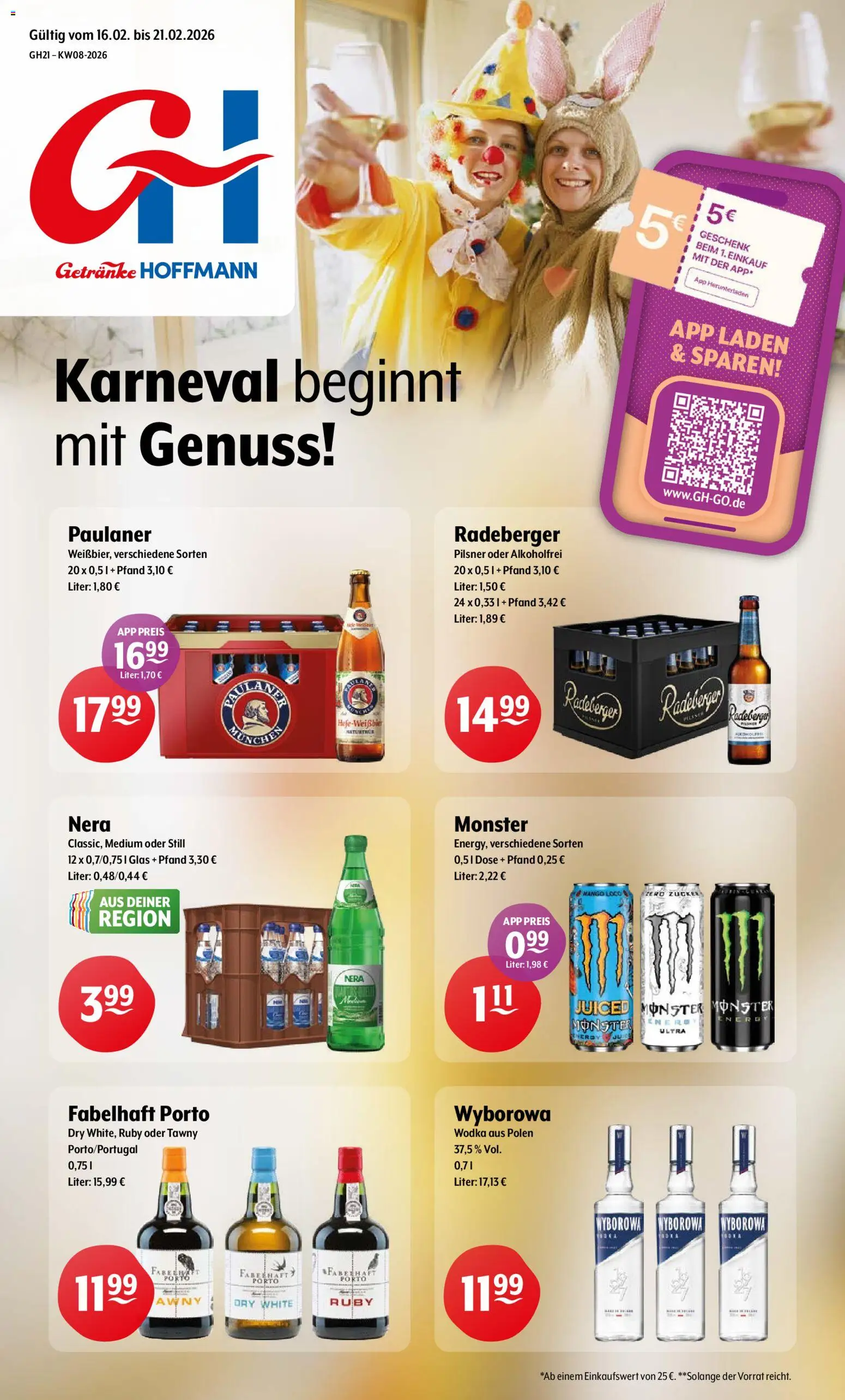 Vorschau von dem Prospekt des Geschäftes Getränke Hoffmann, gültig ab dem 16.02.2026 - Mango, Monster, Zucker, Paulaner, Energy, Wodka