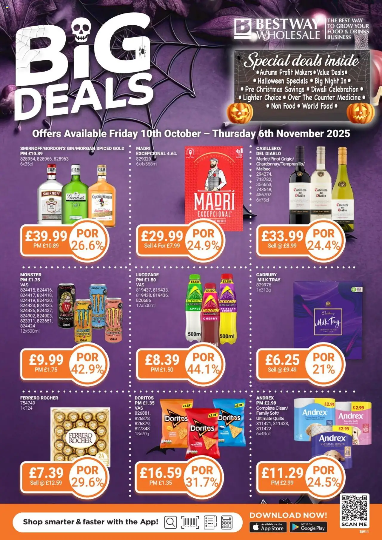 Preview of Bestway The Big Deals Brochure valid from 10/10/2025 - Apple, Mango, Cheese, Ferrero Rocher, Drinks, Milk, Chilli, Captain Morgan
