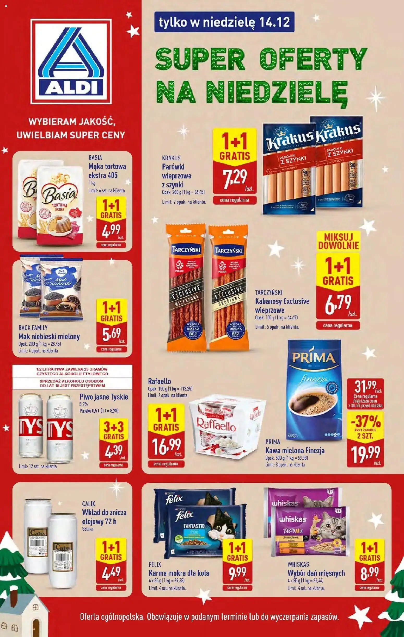 Pogląd gazetki "Super oferty na niedzielę" ze sklepu Aldi ważnej od 14.12.2025