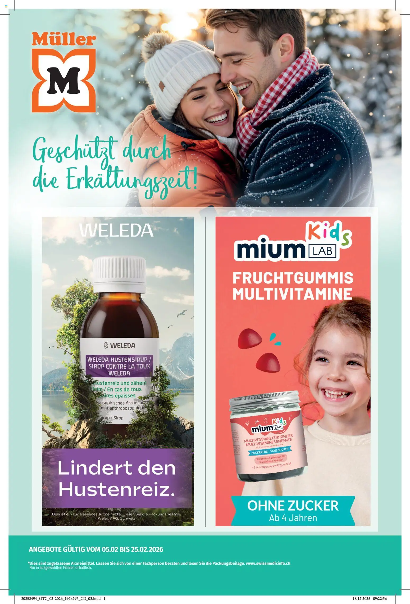 Vorschau des Merkblatts Aktionen Geschützt durch die Erkältungszeit vom Shop Müller gültig von 05.02.2026 bis 18.02.2026