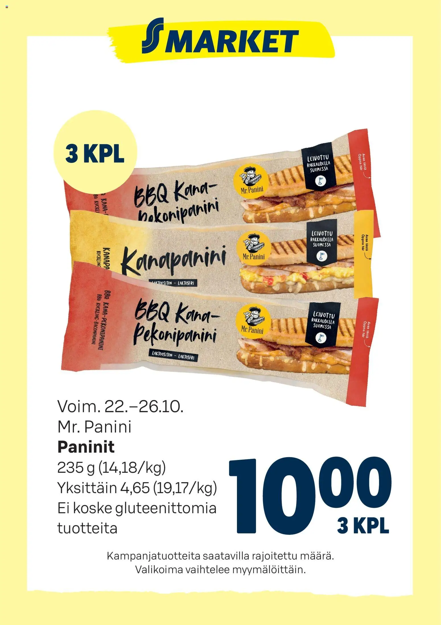 S-market-kaupan Tarjoukset Mr. Paninit voimassa 22/10/2025 - Sivulla 1