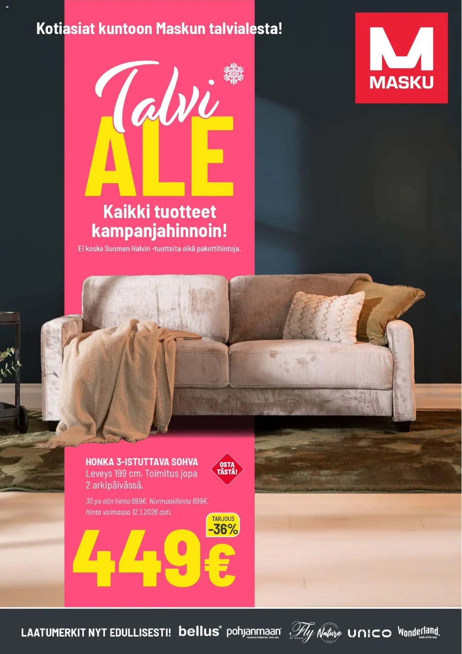 Kaupan Masku Tarjoukset esikatselu, voimassa 05/01/2026 - Sohva