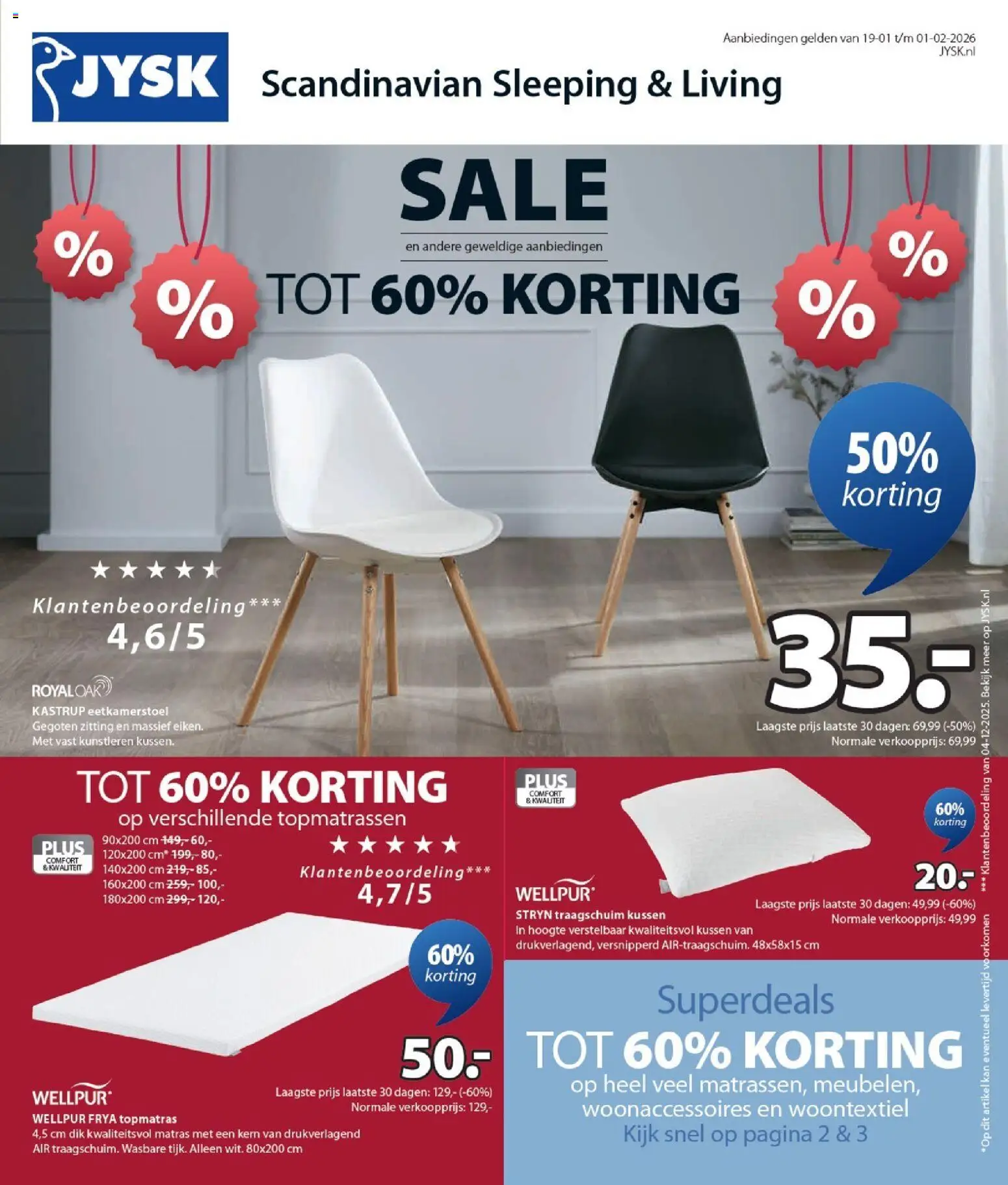 Voorbeeld van Folder van winkel JYSK geldig vanaf 19-01-2026 - Eetkamerstoel, Kussen, Matras, Kan, Topmatras, Zitting