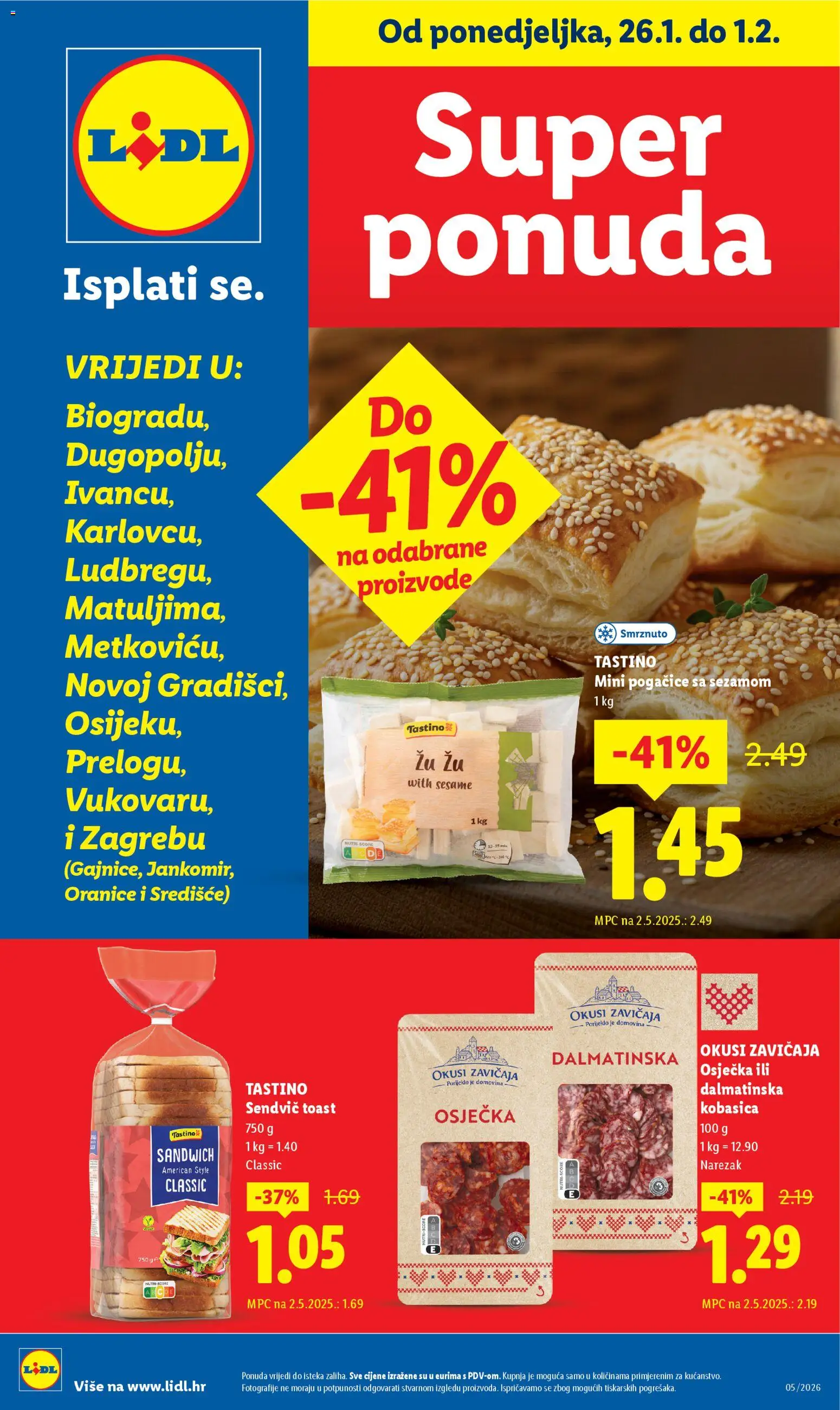 Pregled letka Super ponuda trgovine Lidl vrijedi od 26.01.2026