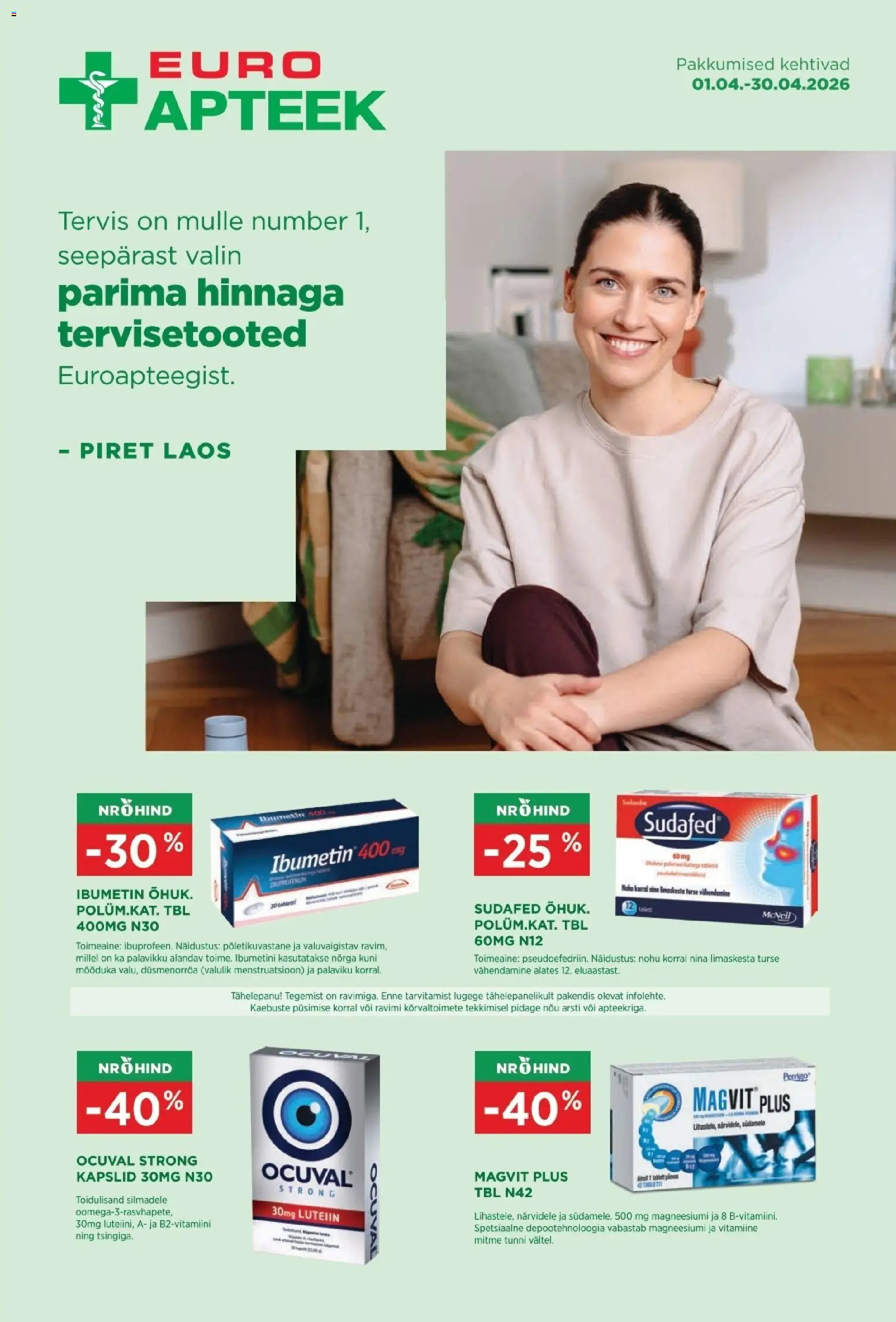 Euroapteek kliendilehe eelvaade alates 01.04.2026