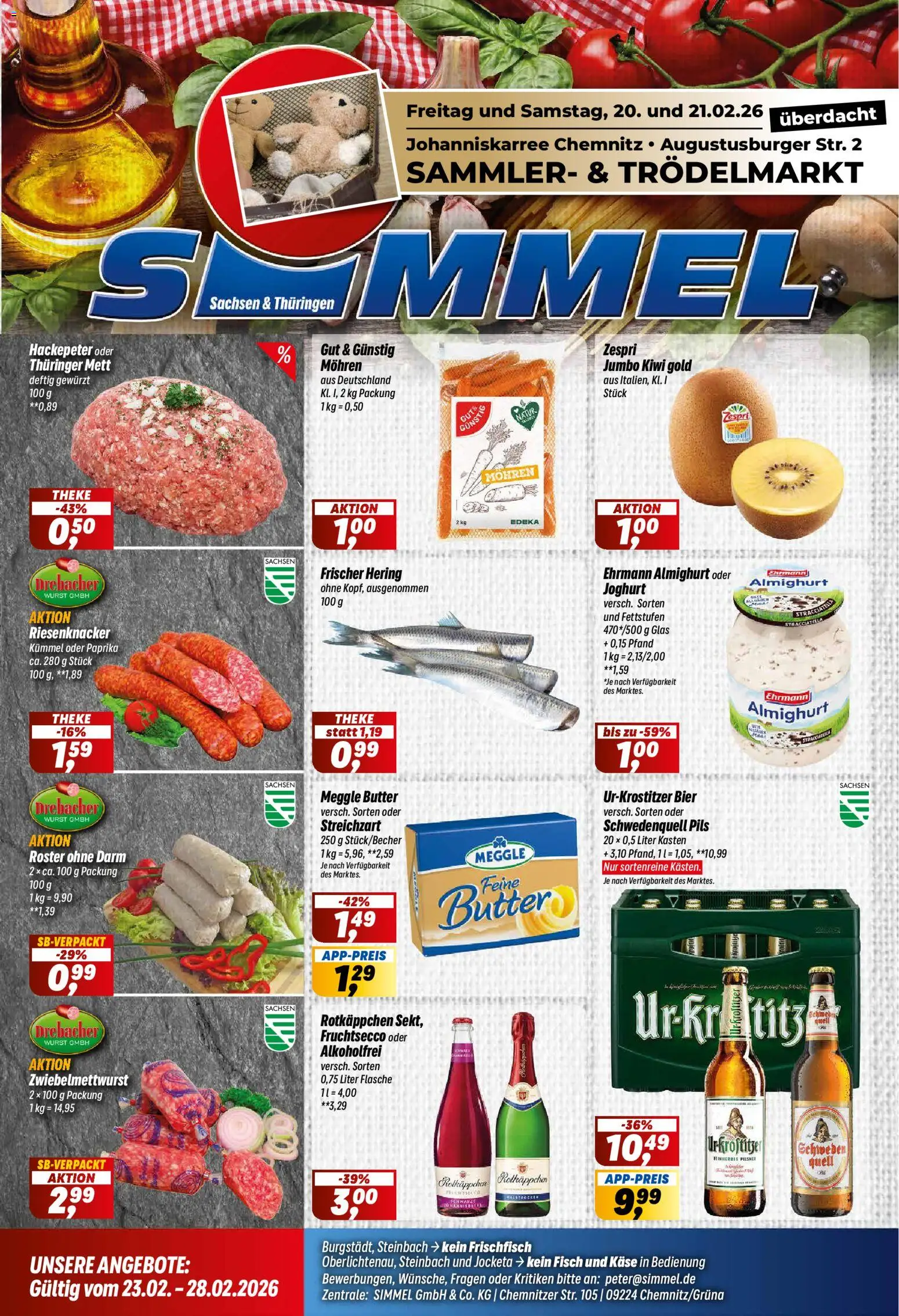 Vorschau von dem Prospekt des Geschäftes Simmel, gültig ab dem 23.02.2026 - Butter, Käse, Bier, Rotkäppchen, Paprika, Theke, Pils, Fruchtsecco