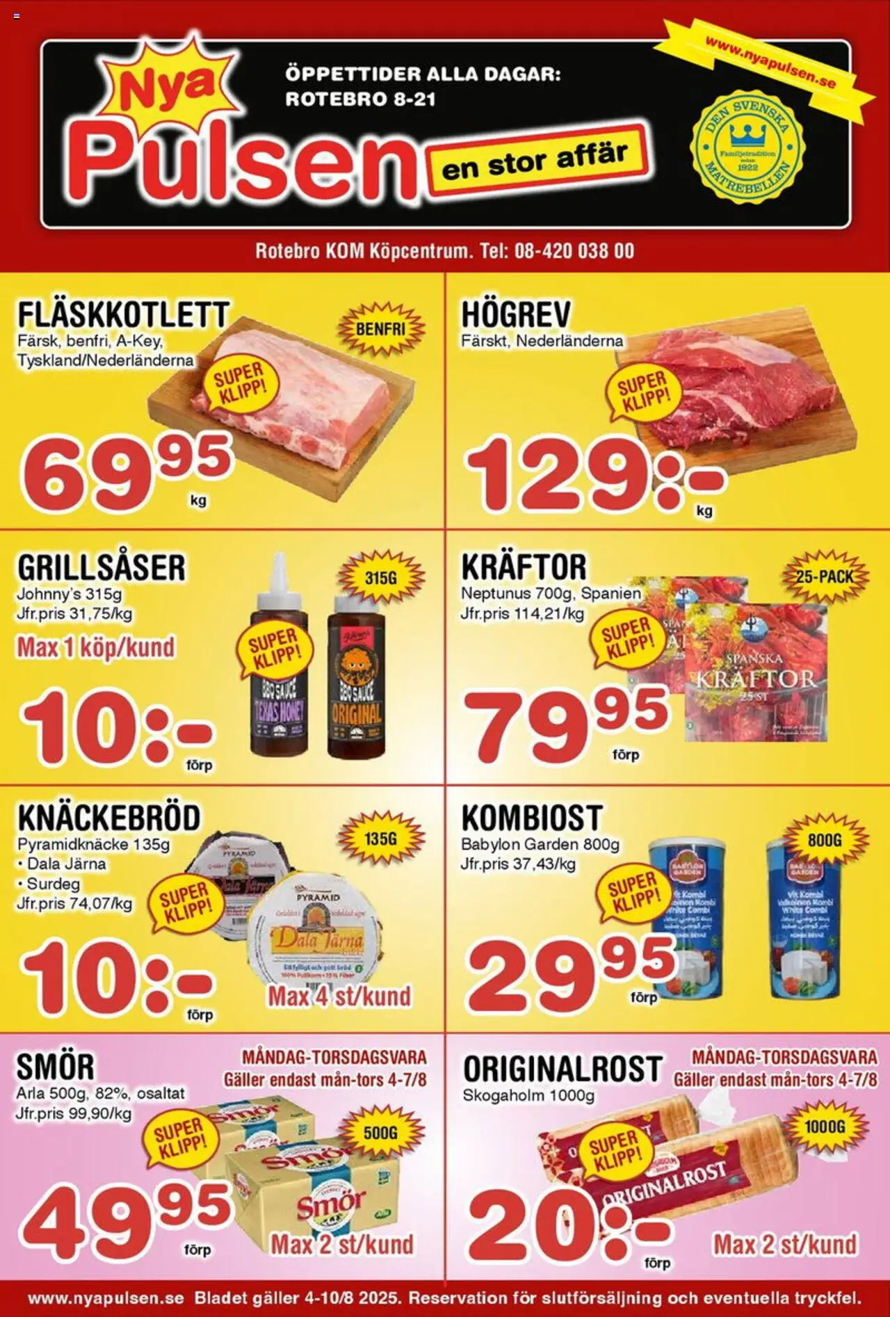 Aktuella reklamblad Nya Pulsen är giltig 04/08 2025 > Veckans Erbjudanden gäller från 04/08/2025 till 10/08/2025 sidnummer 1