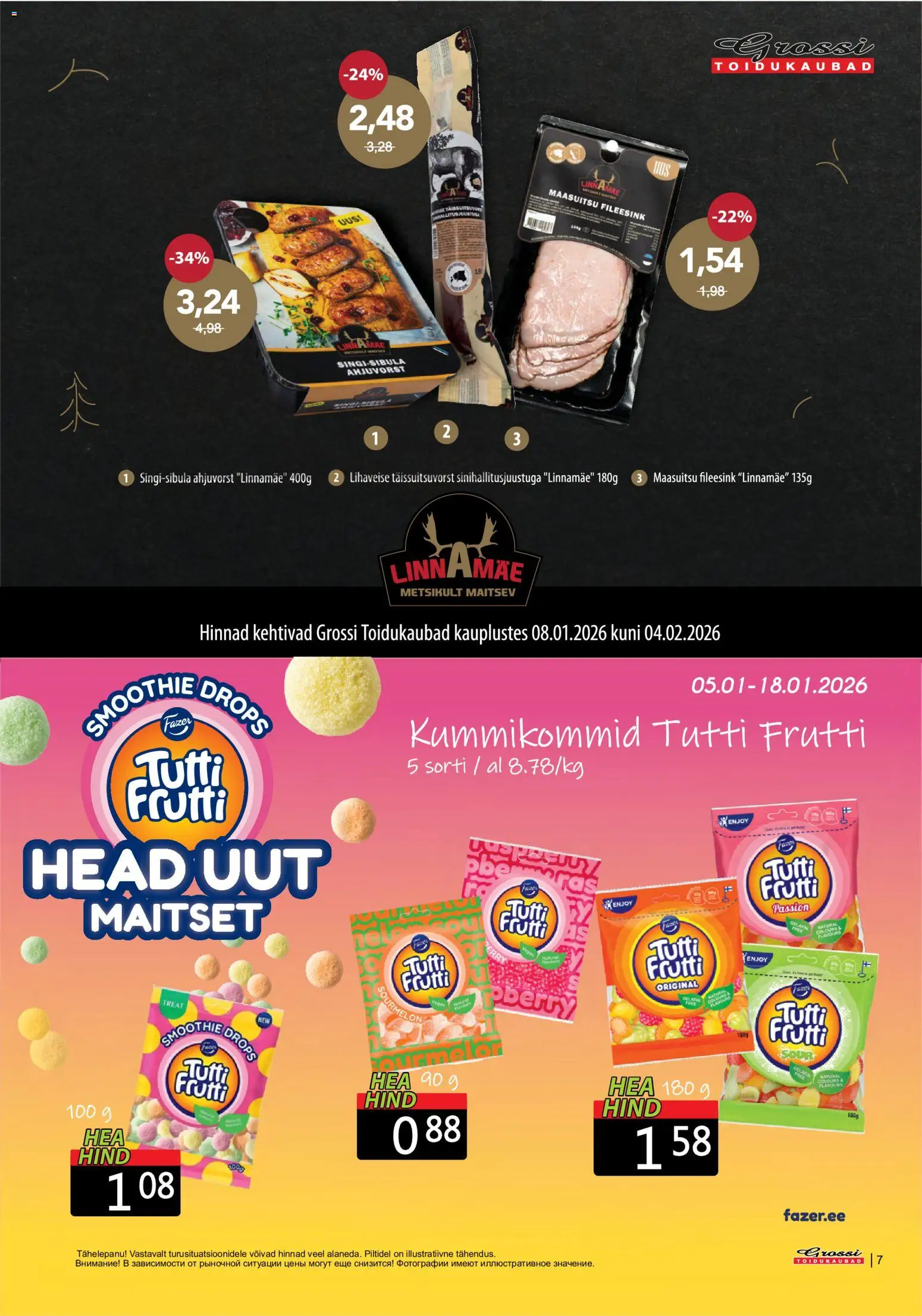 Grossi Toidukaubad kliendilehe eelvaade alates 2026.01.05