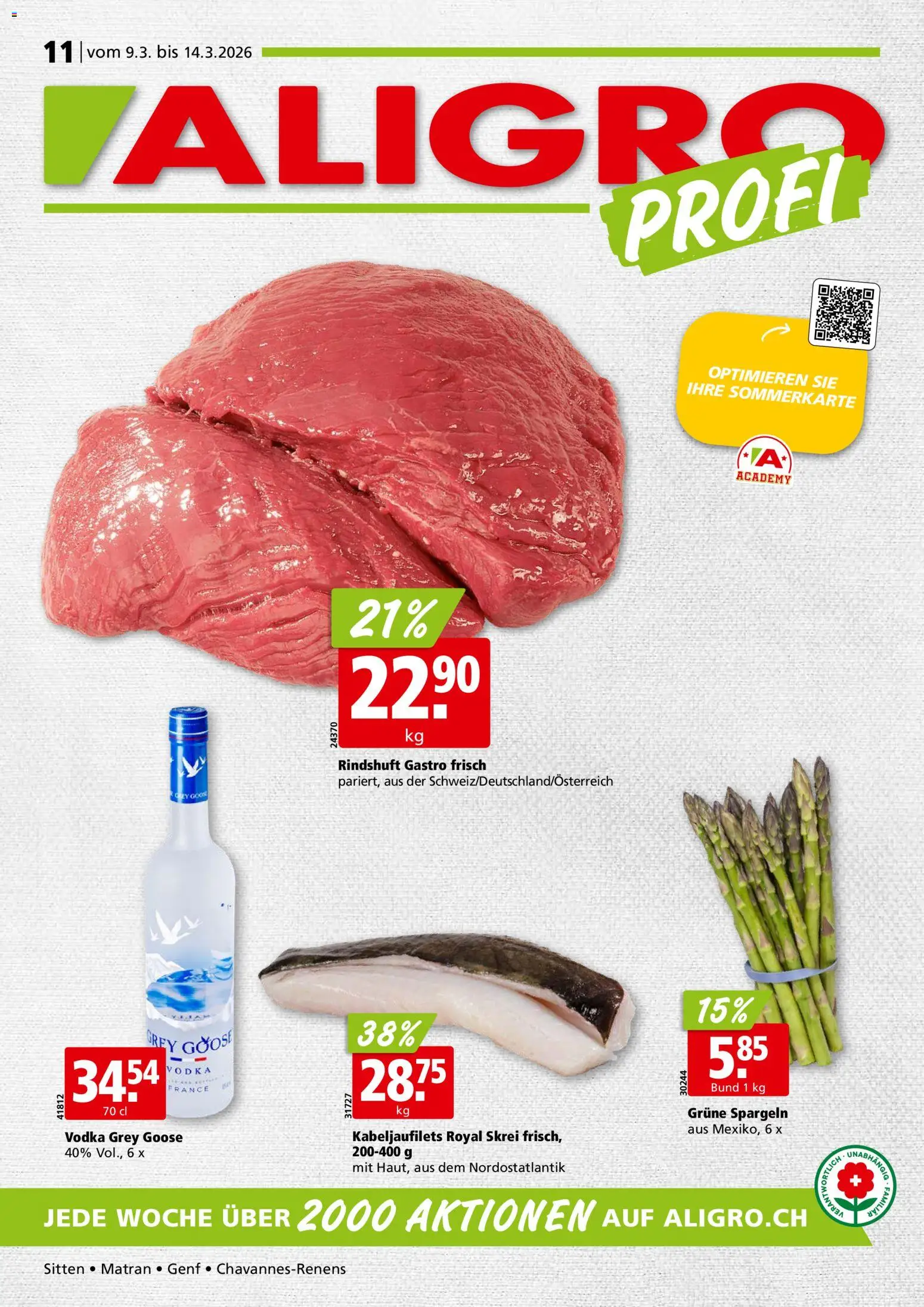 Vorschau des Merkblatts Aligro aktionen Chavannes, Matran, Genf, Sitten vom Shop Aligro gültig von 09.03.2026 bis 14.03.2026