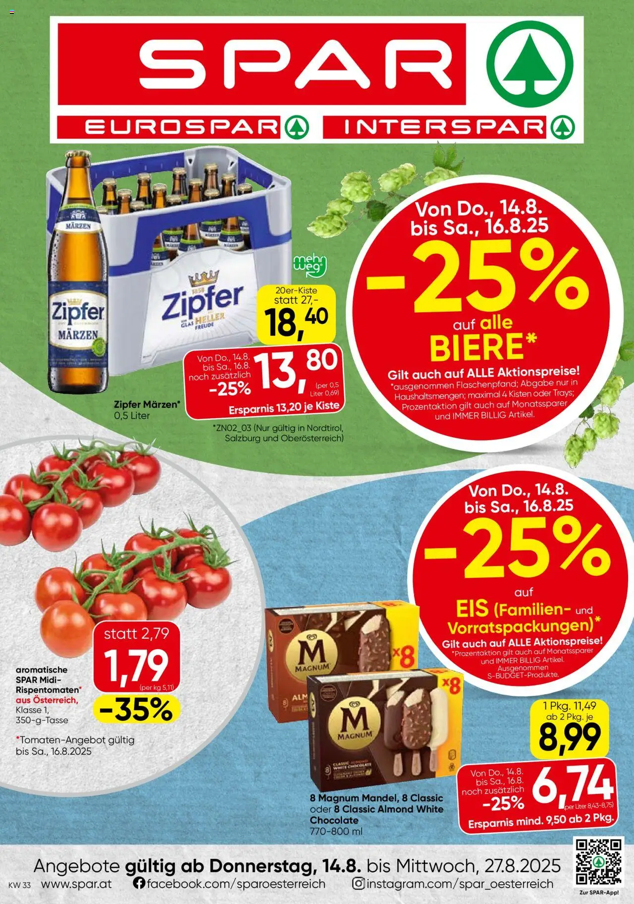  SPAR Flugblatt 14.08.2025 - Prospekt "Tirol" - Seite 1