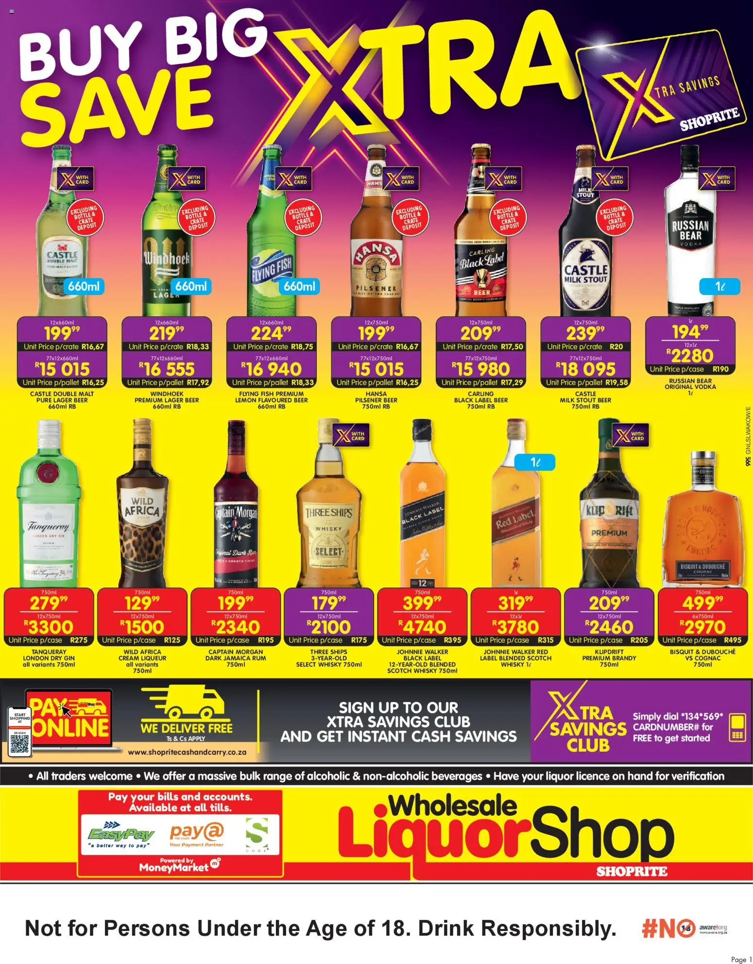 Preview of Shoprite flyer valid from 23/02/2026 - Fish, Gin, Brandy, Milk, Vodka, Cognac, Cream, Beverages
