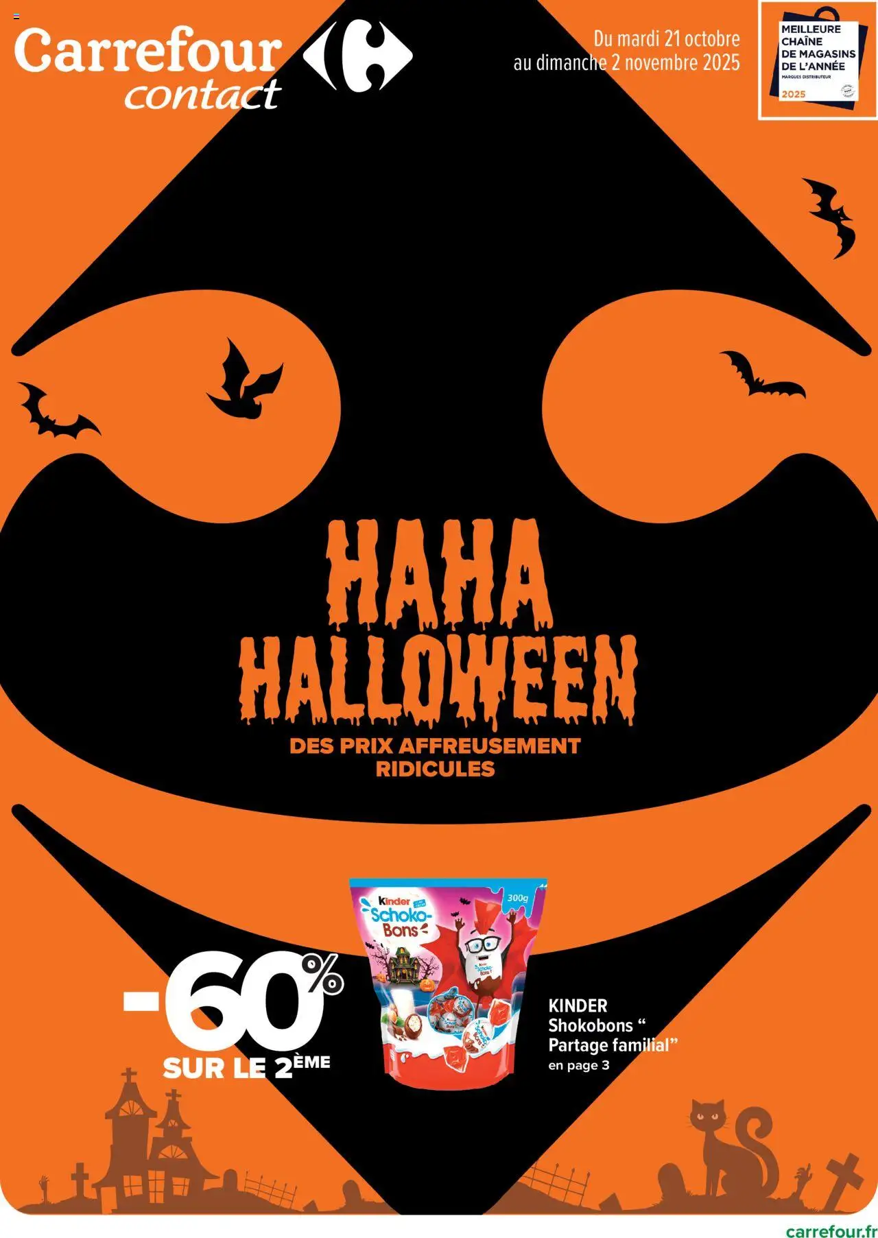 Catalogue Halloween de la boutique Carrefour contact valable du 21/10/2025 - Page numéro 1