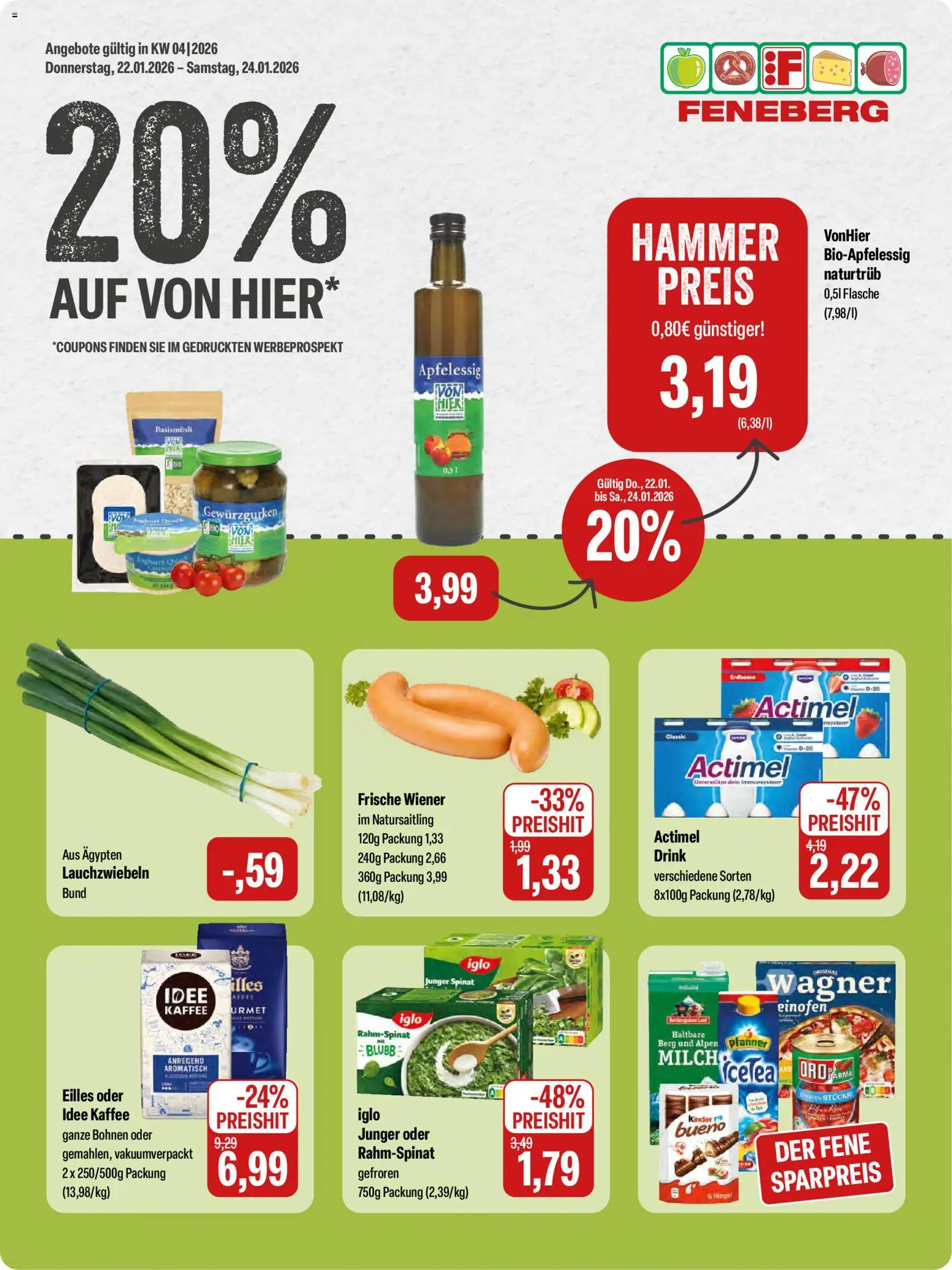 Vorschau von dem Prospekt des Geschäftes Feneberg, gültig ab dem 22.01.2026 - Kaffee, Joghurt, Actimel, Iglo, Idee kaffee