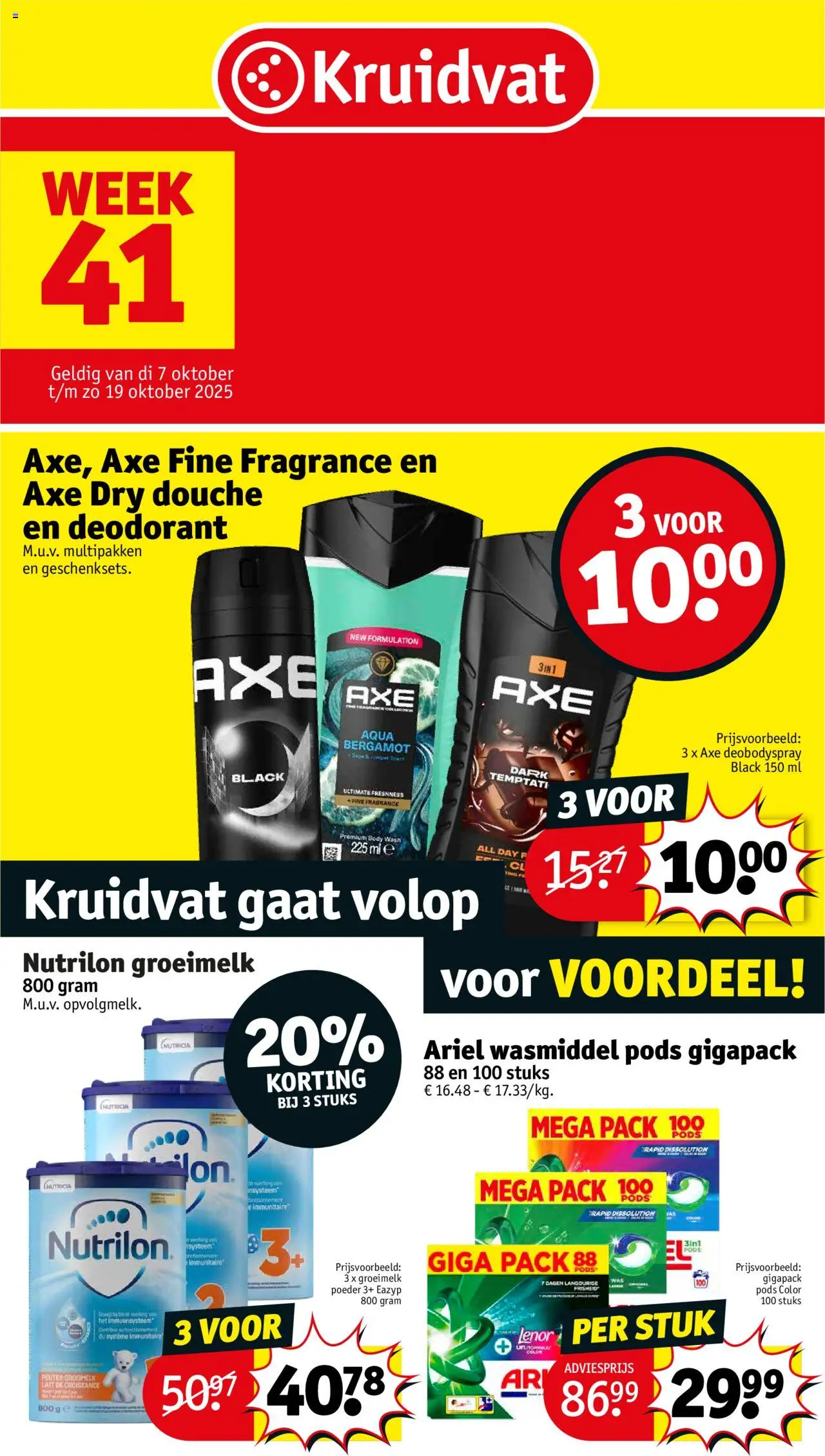 Voorbeeld van Folder week 41 van winkel Kruidvat geldig vanaf 07/10/2025 - Douche, Deodorant, Wasmiddel, Poeder