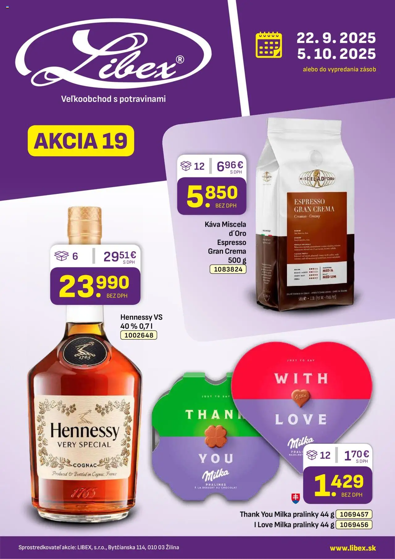 Náhľad Libex letáku platného od 22.09.2025 - Káva, Hennessy, Milka