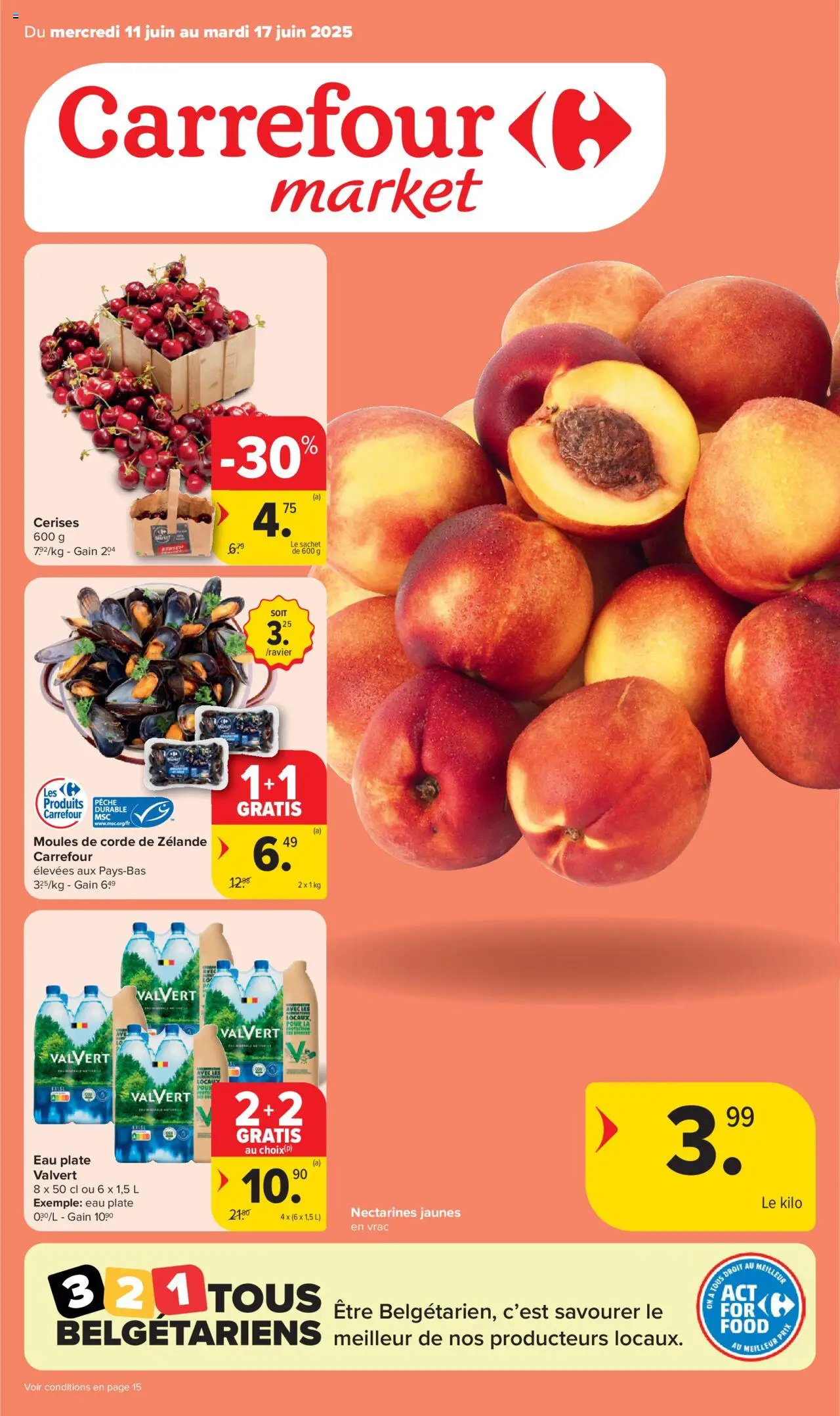Carrefour market shop Folder week 24 geldig vanaf 11/06/2025 - Paginanummer 1 - NOS, Nectarines, Kersen