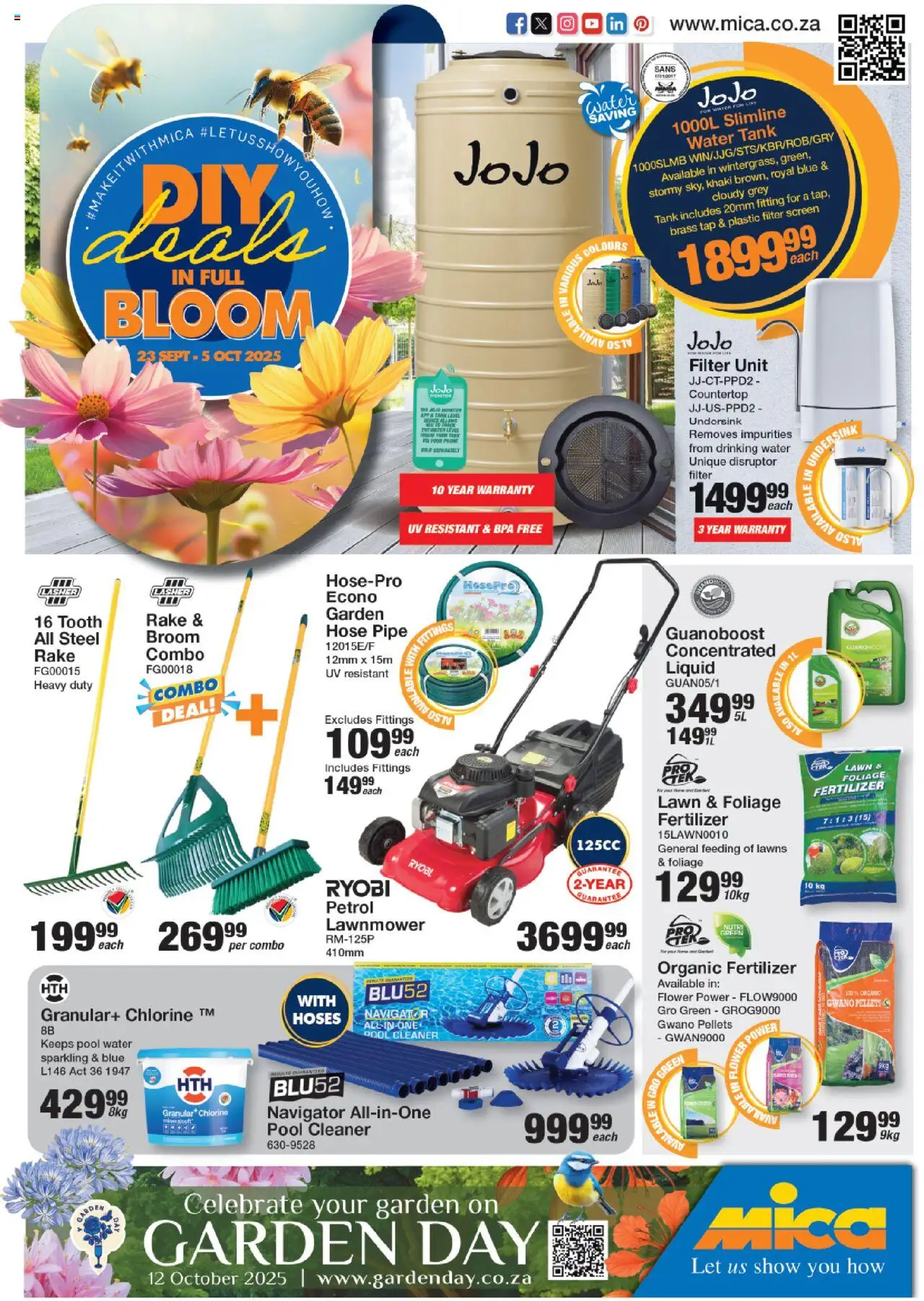 MICA National Leaflet from 23/09 - 05/10/2025 > Promotions - Water, Phone, Tap, Tank, Broom, Pipe