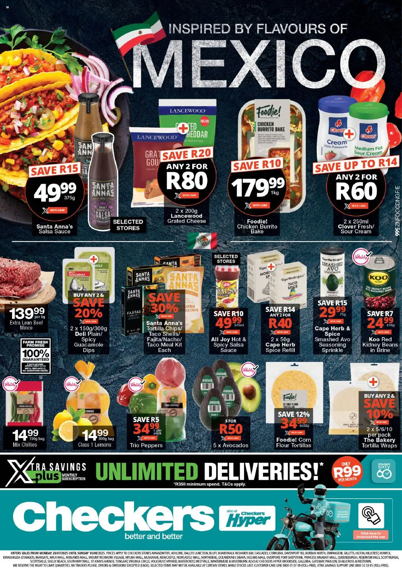 Checkers KwaZulu-Natal - Flavours of Mexico Promotion 28/07 - 10/08/2025 >> Catalogue