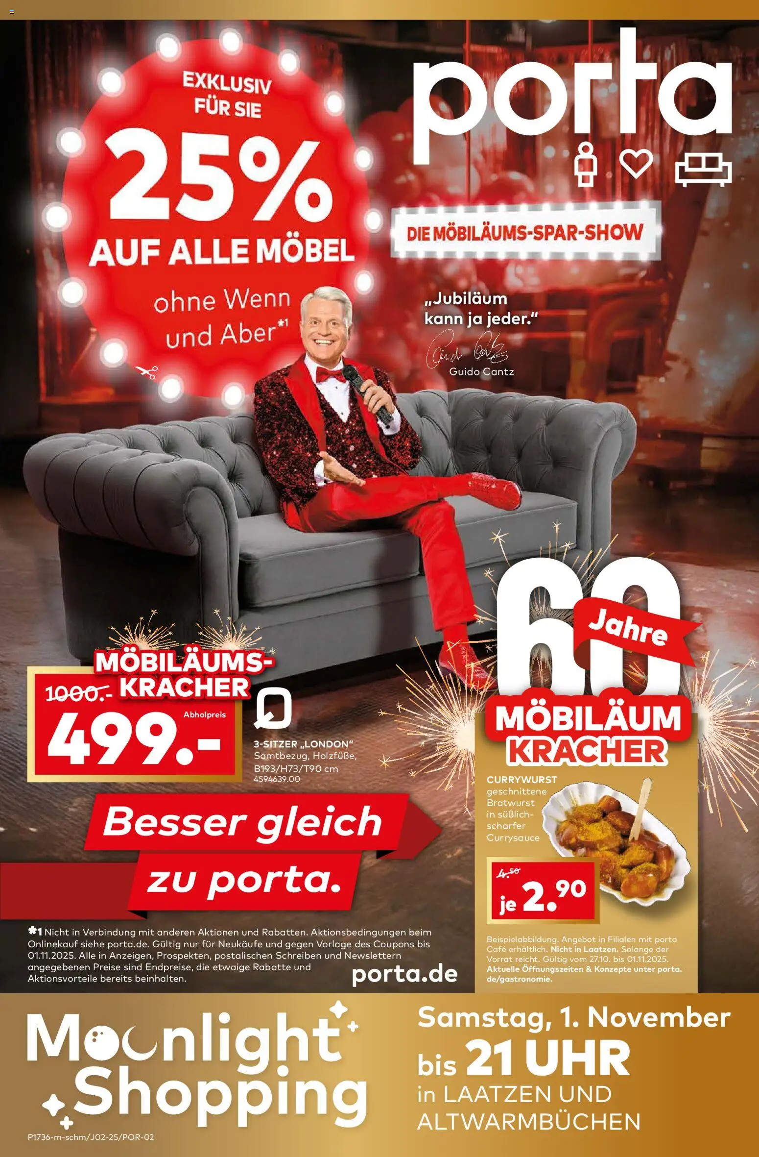 Porta! Möbiläums-Spar-Show mit Guido Cantz und 25% auf ALLE Möbel - Laatzen (vom 27.10.2025 - 02.11.2025)