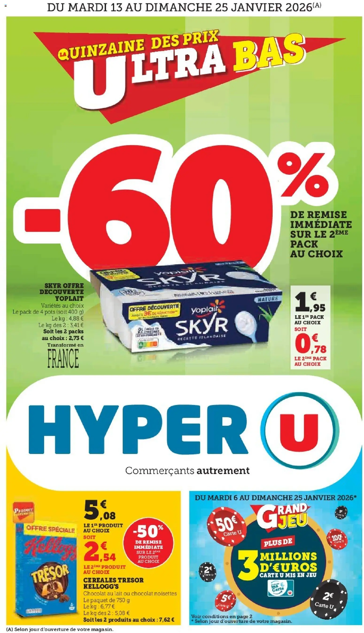 Prévisualisation de Catalogue du magasin Hyper U formulaire valide 13/01/2026 - Chocolat, Skyr, Lait, Trésor, Céréales, Chocolat au lait, Noisettes