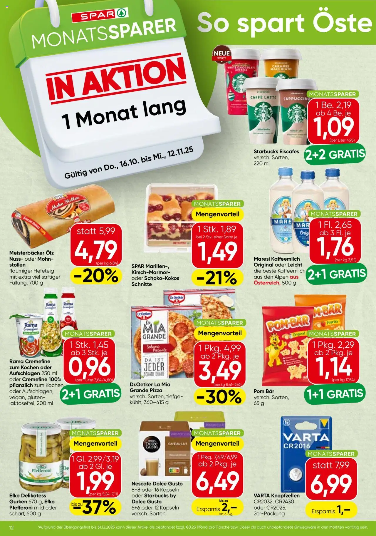  SPAR Flugblatt 16.10.2025 - Prospekt "Steiermark Monatssparer" - Seite 1