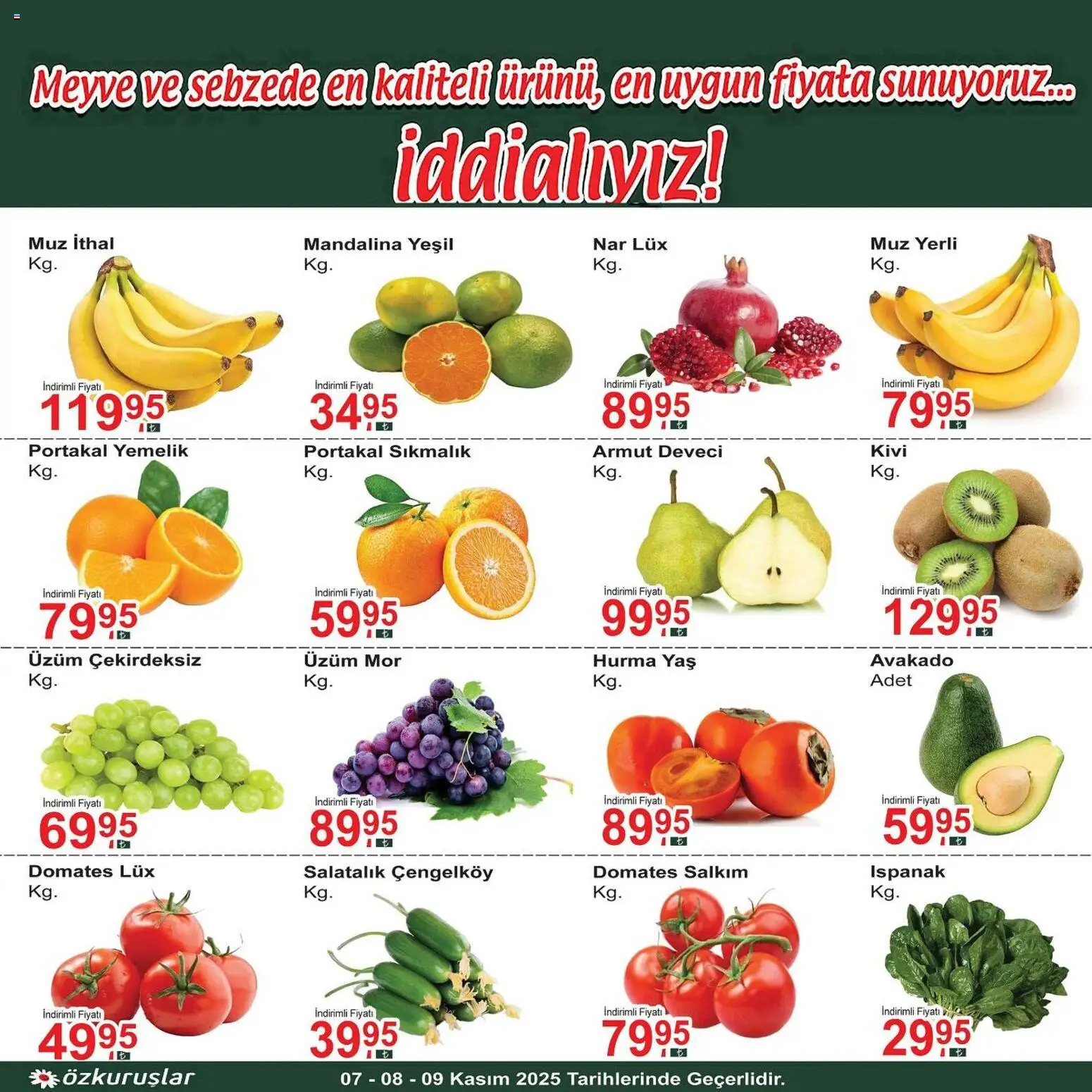 Özkuruşlar Meyve Sebze 07.11.2025 - Broşürünün önizlemesi