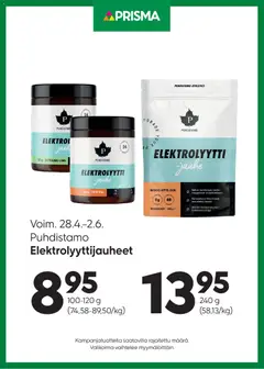 Kaupan Prisma Prisma tarjoukset Elektrolyyttijauheet esikatselu, voimassa 28/04/2026
