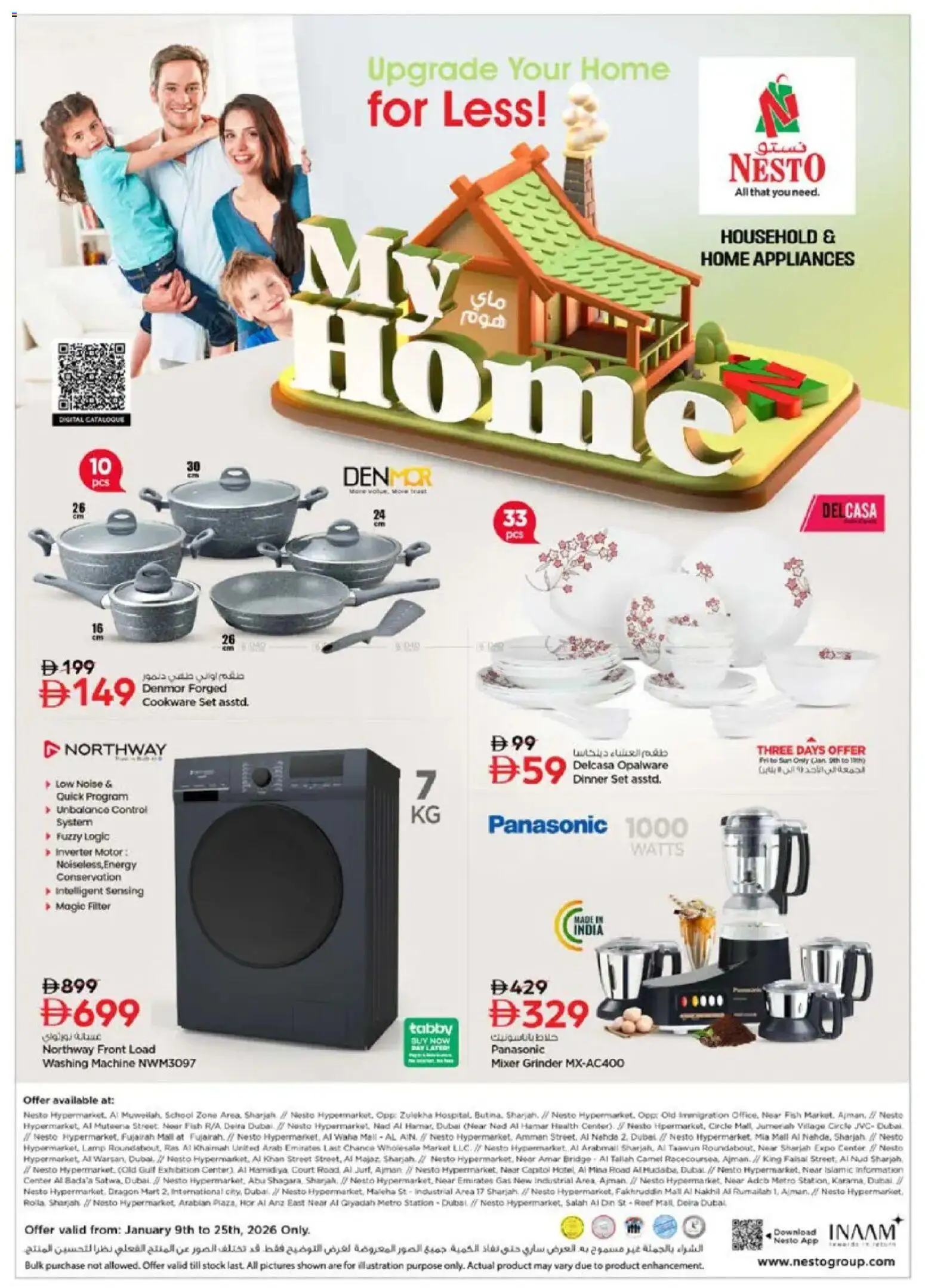 Preview of the catalogue Offers of store Nesto valid from 9 Jan, 2026 - Fish, Washing machine, Stock, Lamp, Grinder, Mixer, Cookware