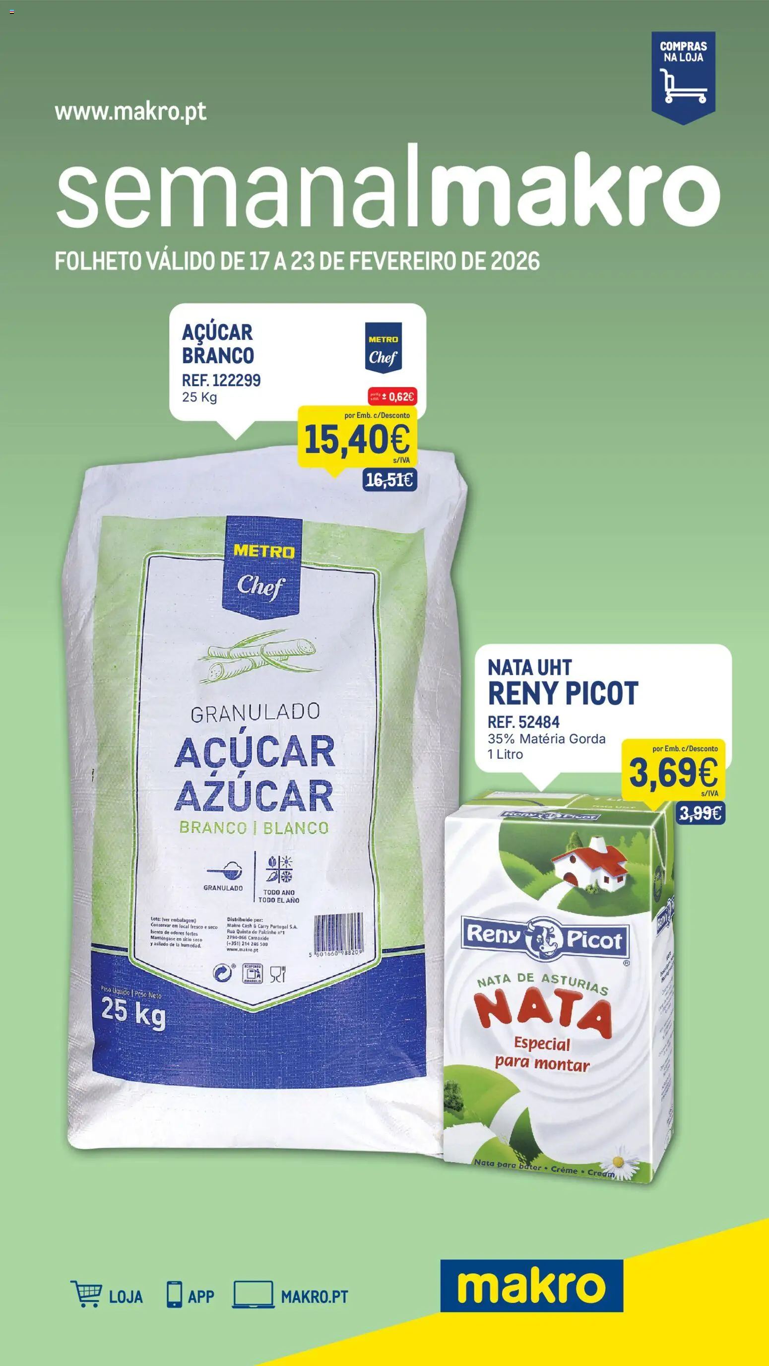 Pré-visualização do folheto da loja Makro válida a partir de 17/02/2026 - Nata, Açúcar