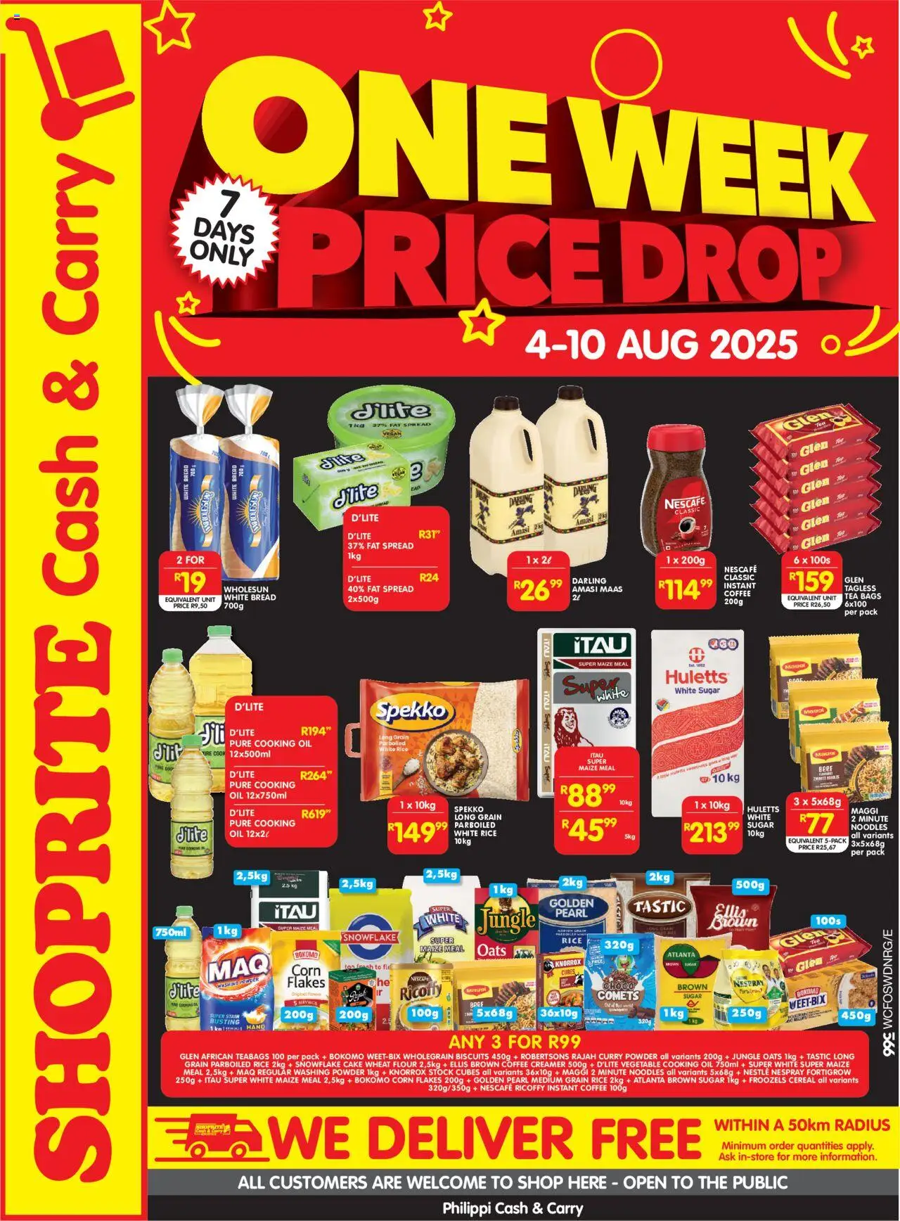 Shoprite Western Cape - Cash & Carry Price Drop Philippi 04/08 - 10/08/2025 >> Catalogue - Cake, Corn, Flour, Oats, Spread, Instant coffee, Flakes, Creamer