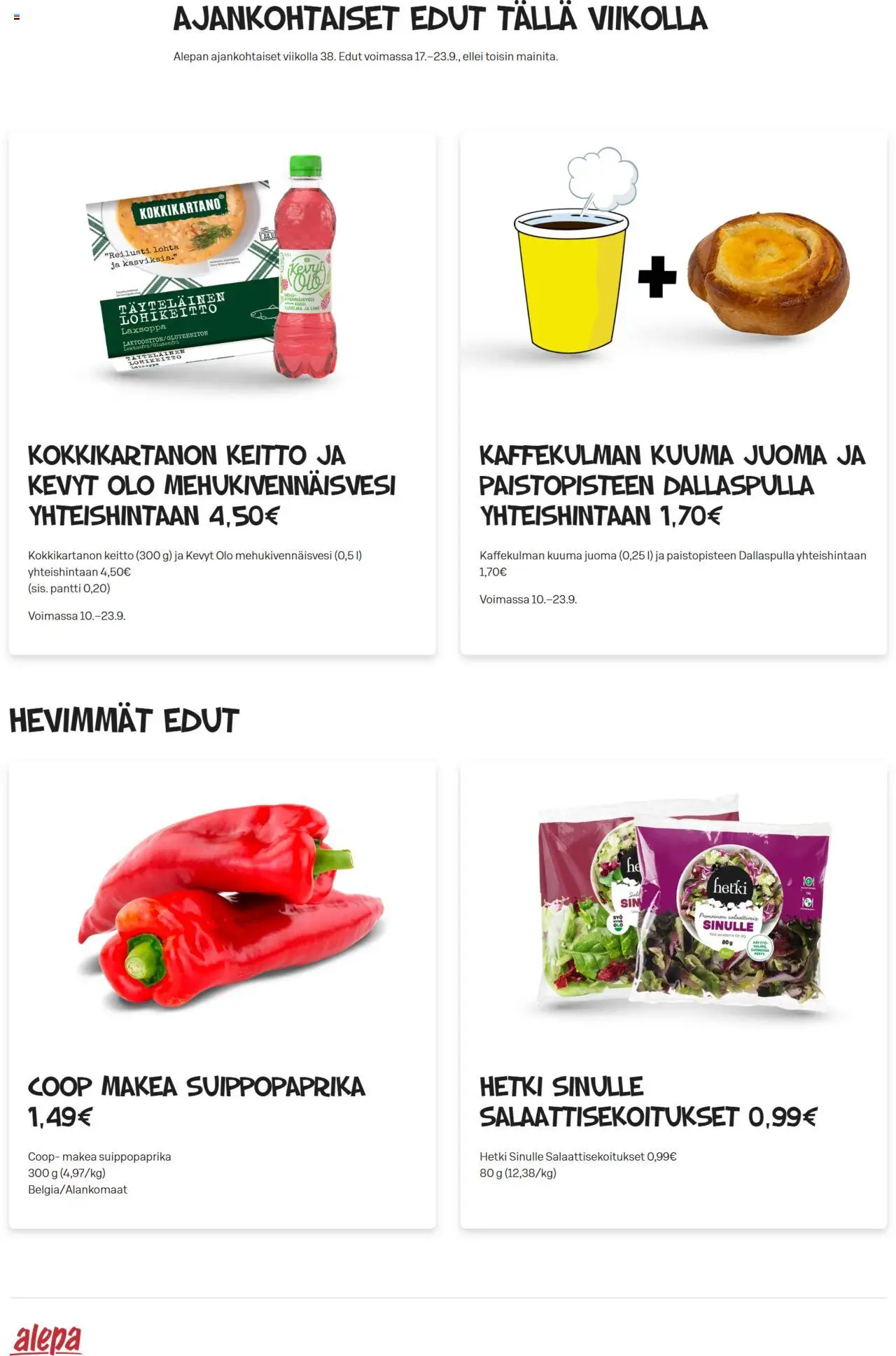Alepa-kaupan Tarjoukset voimassa 17/09/2025 - Sivulla 1